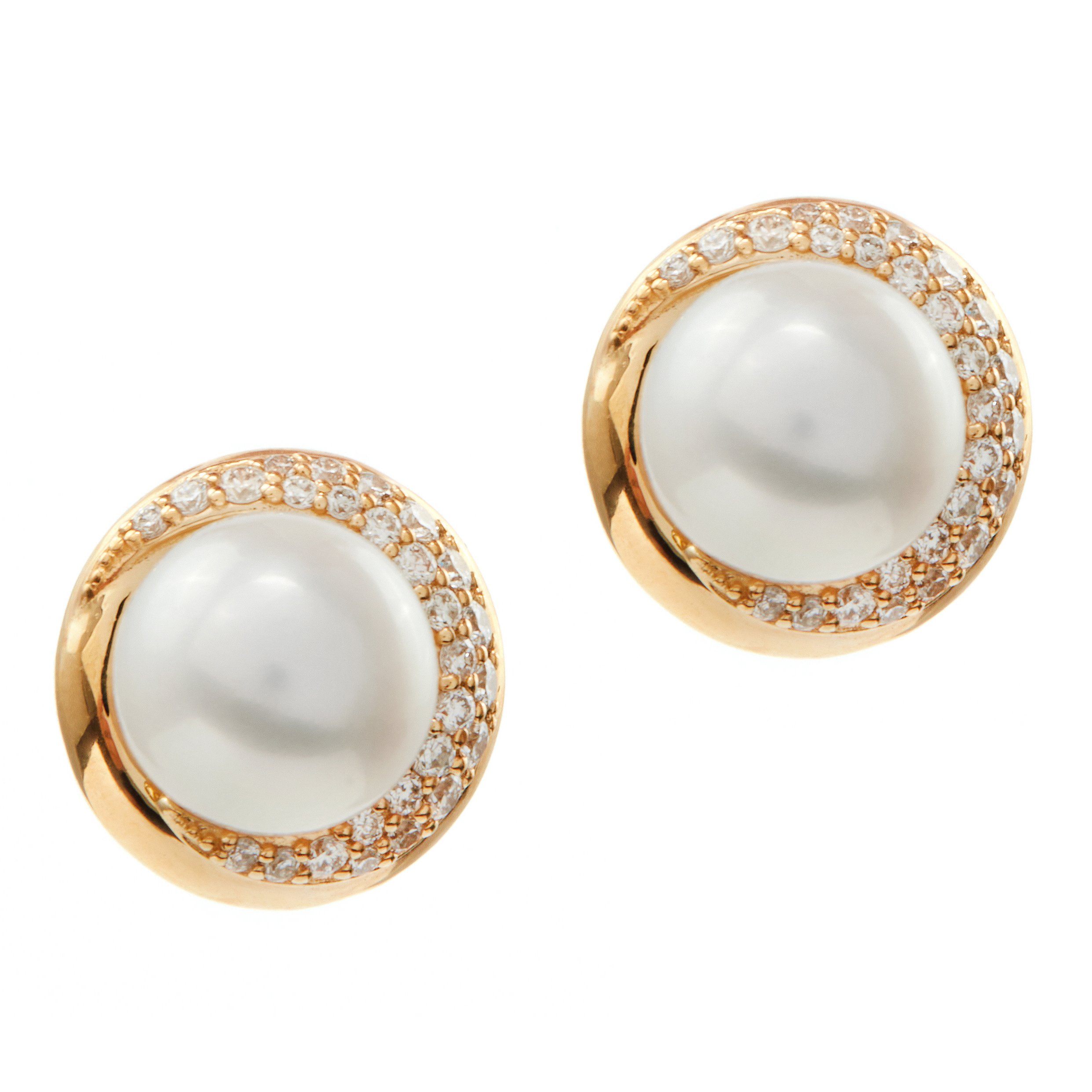 Cercei PERLA din aur galben de 18k cu perle si diamante