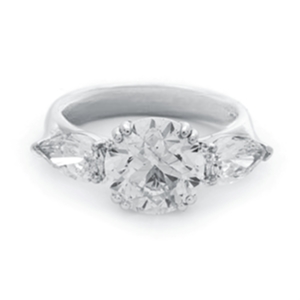 Inel DIAMONDS din aur alb de 18k cu diamant central de 3.01 ct. si diamante anturaj de 1.00 ct.