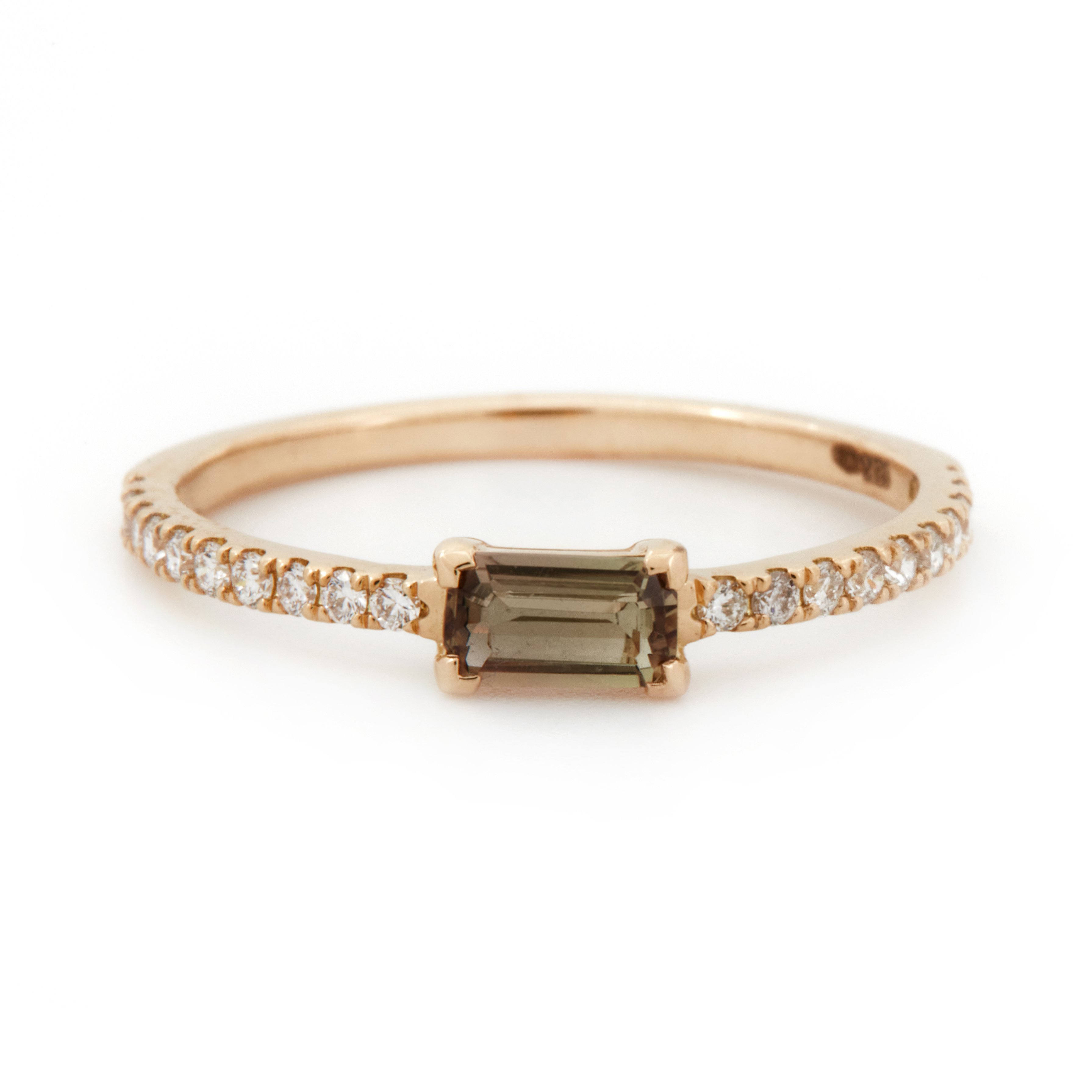 Inel LINEA din aur galben de 18k cu safir si diamante