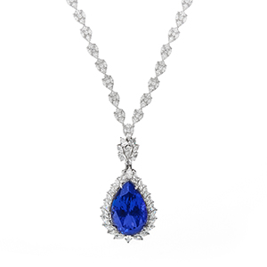 Colier GALA din aur alb de 18k cu tanzanit (24.14 ct) si diamante (14.45 ct.)