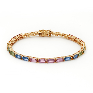 Bratara TIMELESS TENNIS: aur galben 18k / safire