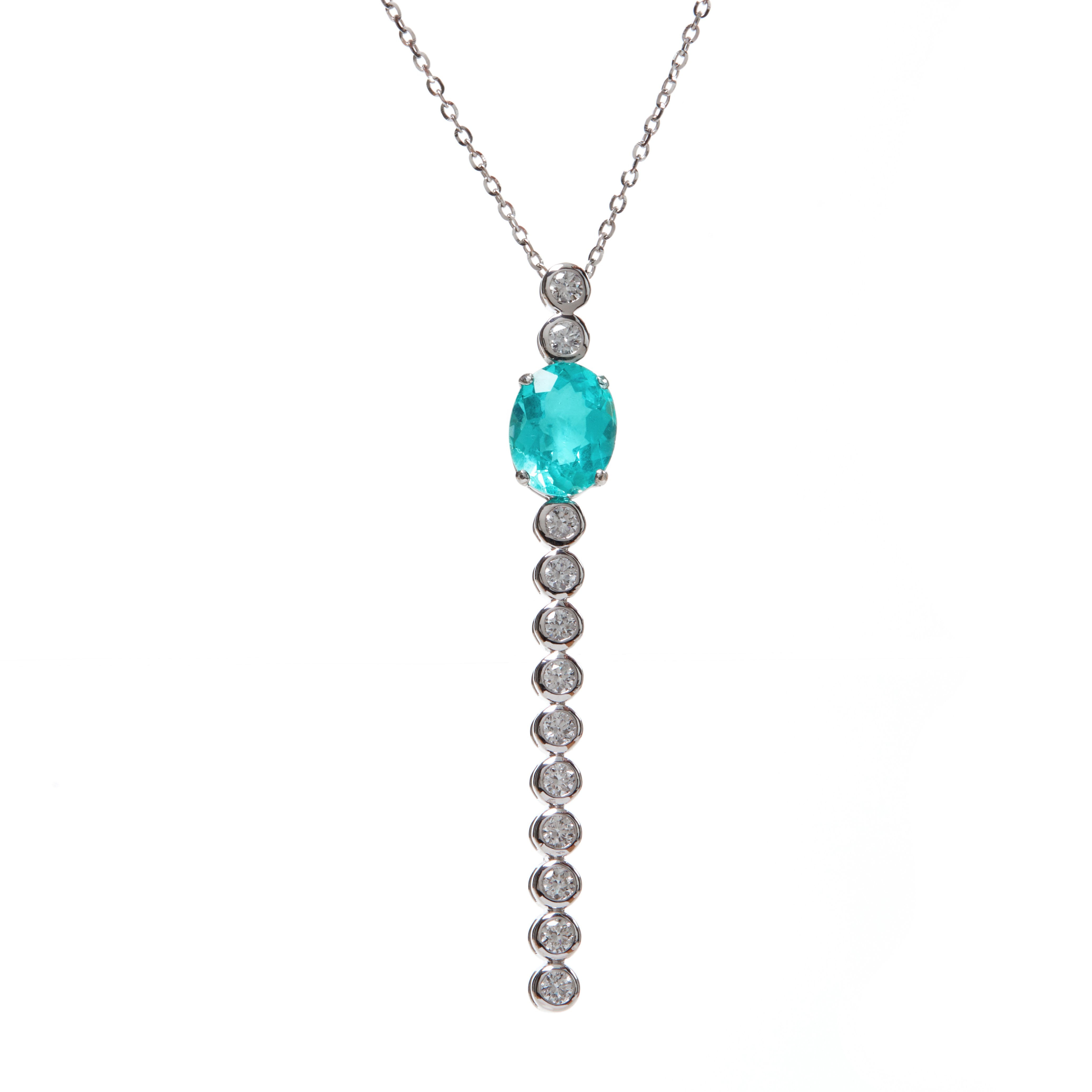 Pandantiv TIMELESS din aur alb de 18k cu apatit si diamante
