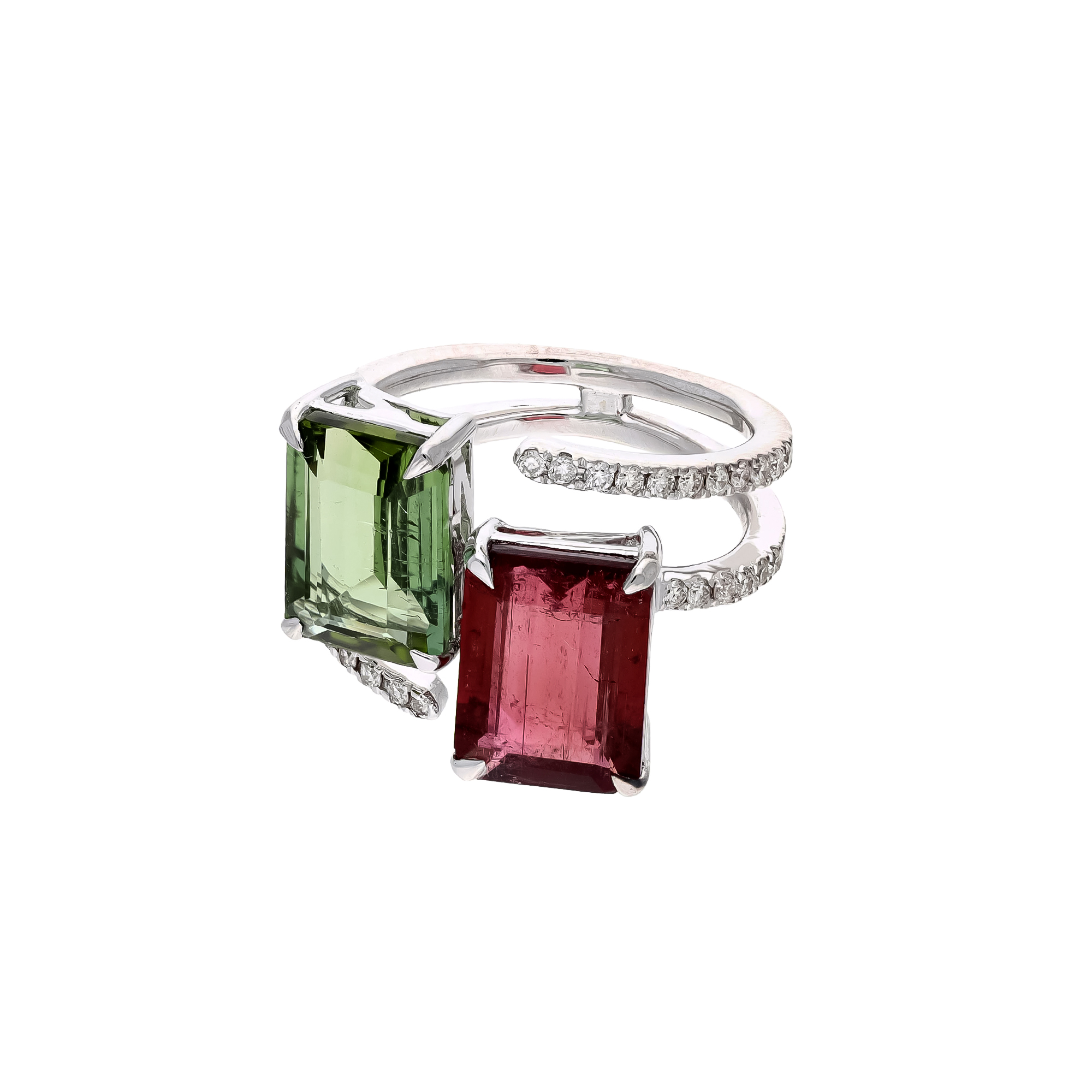 Inel TIMELESS din aur alb de 18k cu turmalina (5.45 ct.) si diamante