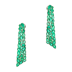 Cercei GALA din aur alb de 18k cu smaralde (17.68 ct.) si diamante (0.19 ct.)