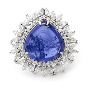 Inel GALA din aur alb de 18k cu tanzanit (13.32 ct.) si diamante (2.03 ct.)