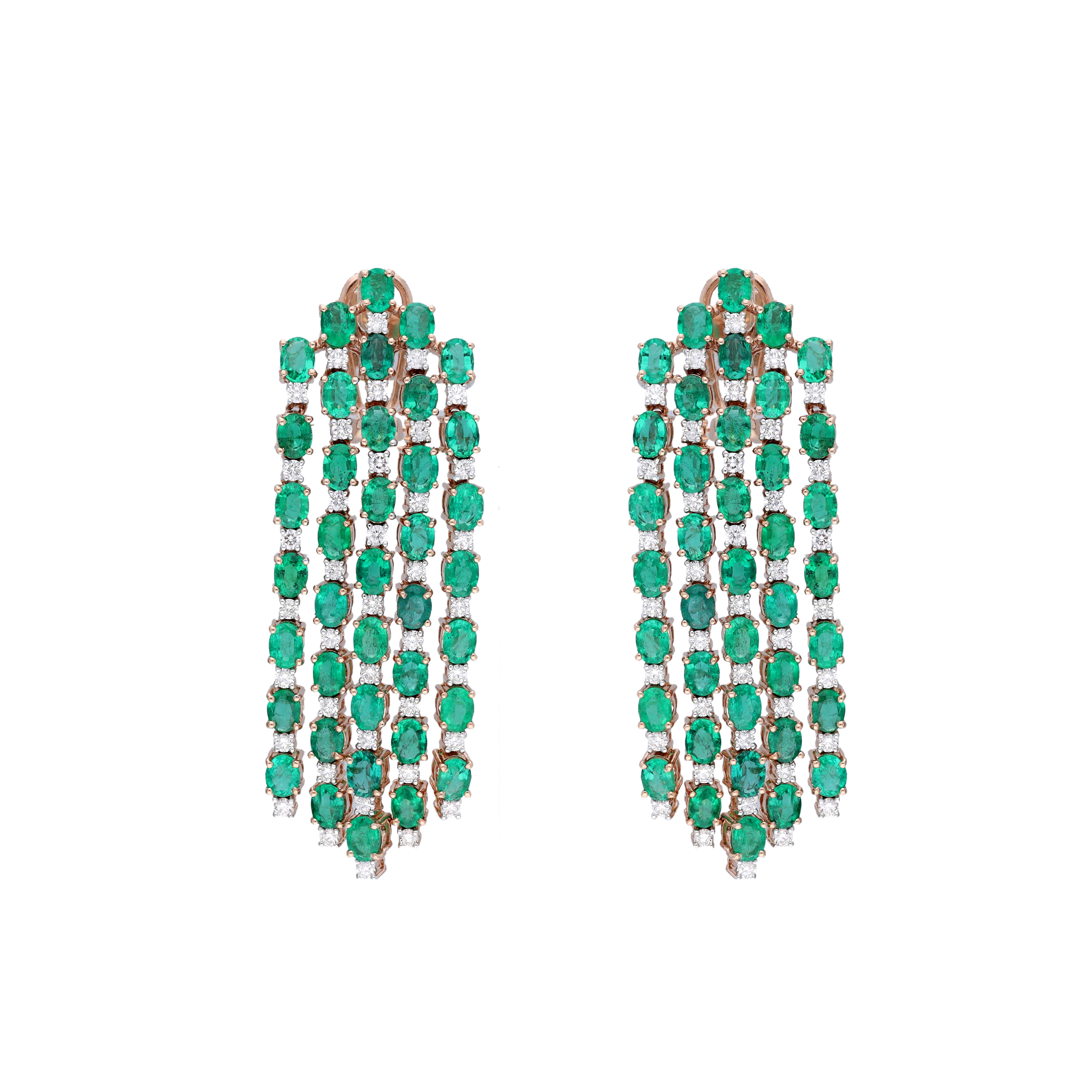 Cercei GALA: aur roz de 18k cu smaralde (12.53 ct.) si diamante (1.76 ct.)