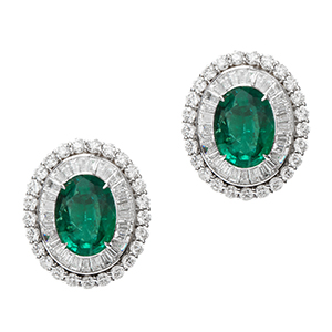 Cercei GALA din aur alb de 18k cu smaralde (7.07 ct.) si diamante (3.66 ct.)
