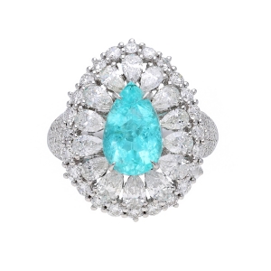 Inel aur 18k: paraiba / diamante 2.62 ct.