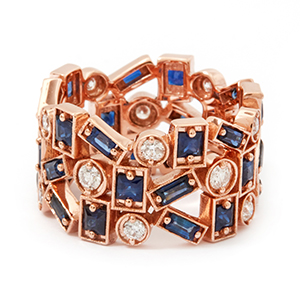 Inel aur roz 18k: safir / diamante R080-TIM-RGWDBS