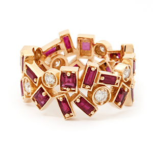 Inel aur galben 18k: rubin / diamante R081-TIM-YGWDRY
