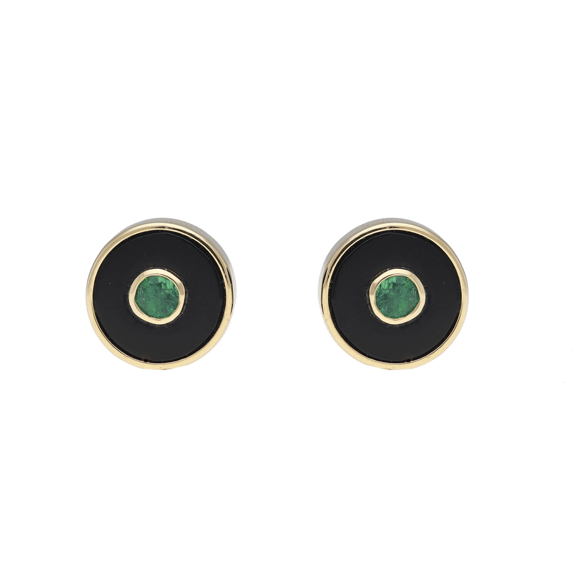 Cercei aur galben 18k: onix / smarald