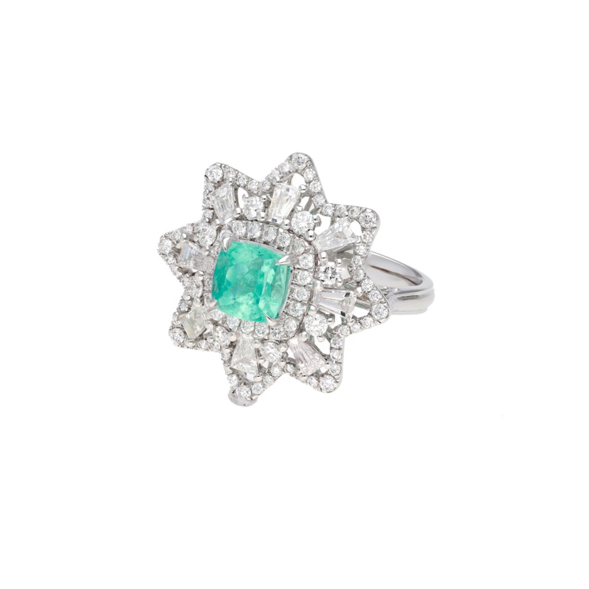Inel aur 18k: paraiba / diamante 1.25 ct.