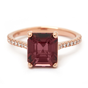Inel din aur roz de 18k cu turmalina 3.58ct. si diamante