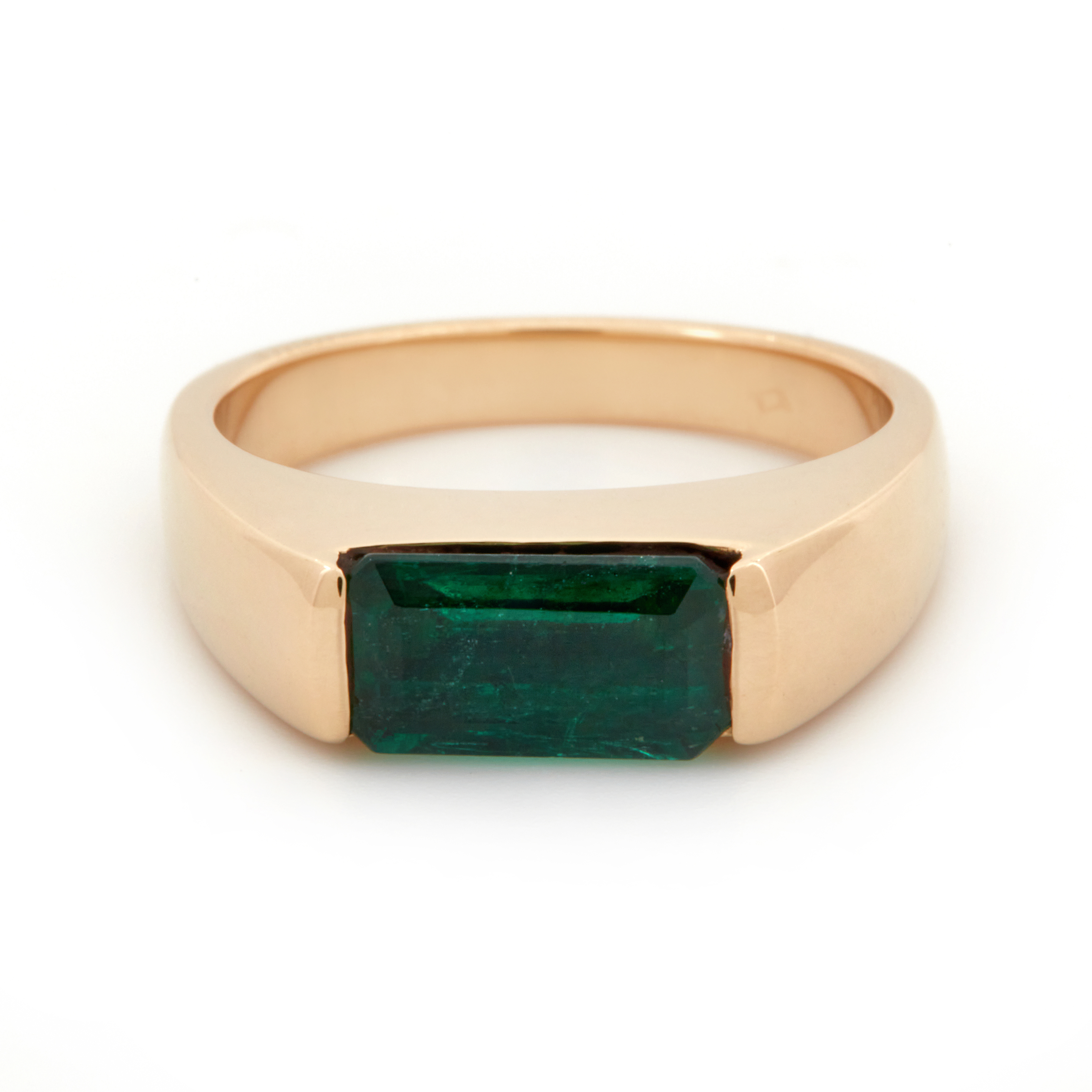 Inel aur galben 18k, smarald