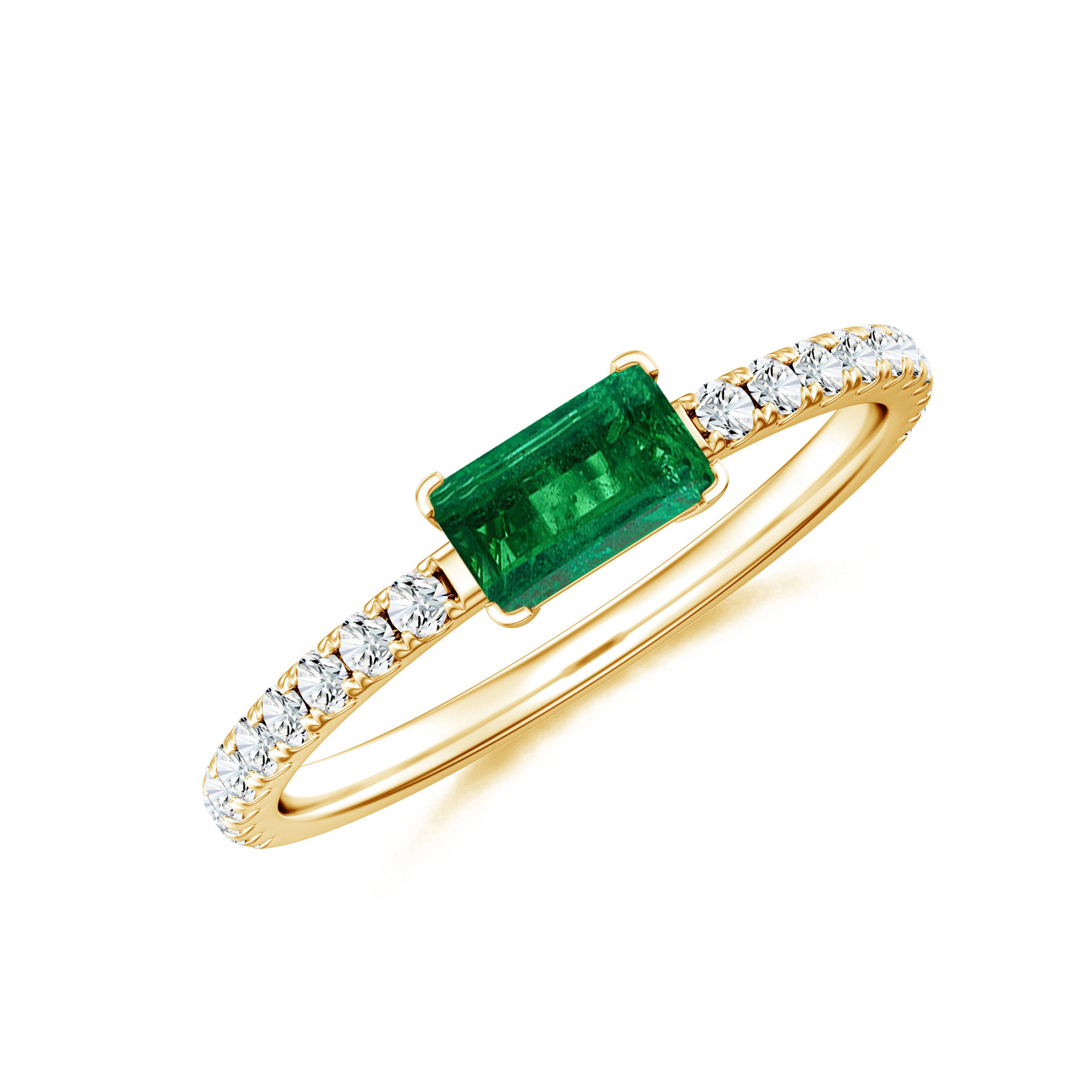 Inel aur galben 18k, smarald si diamante
