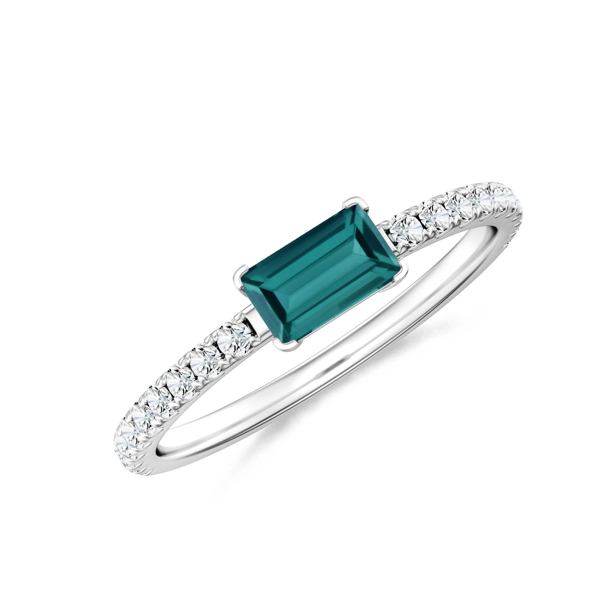 Inel LINEA din aur alb de 18k cu topaz london si diamante