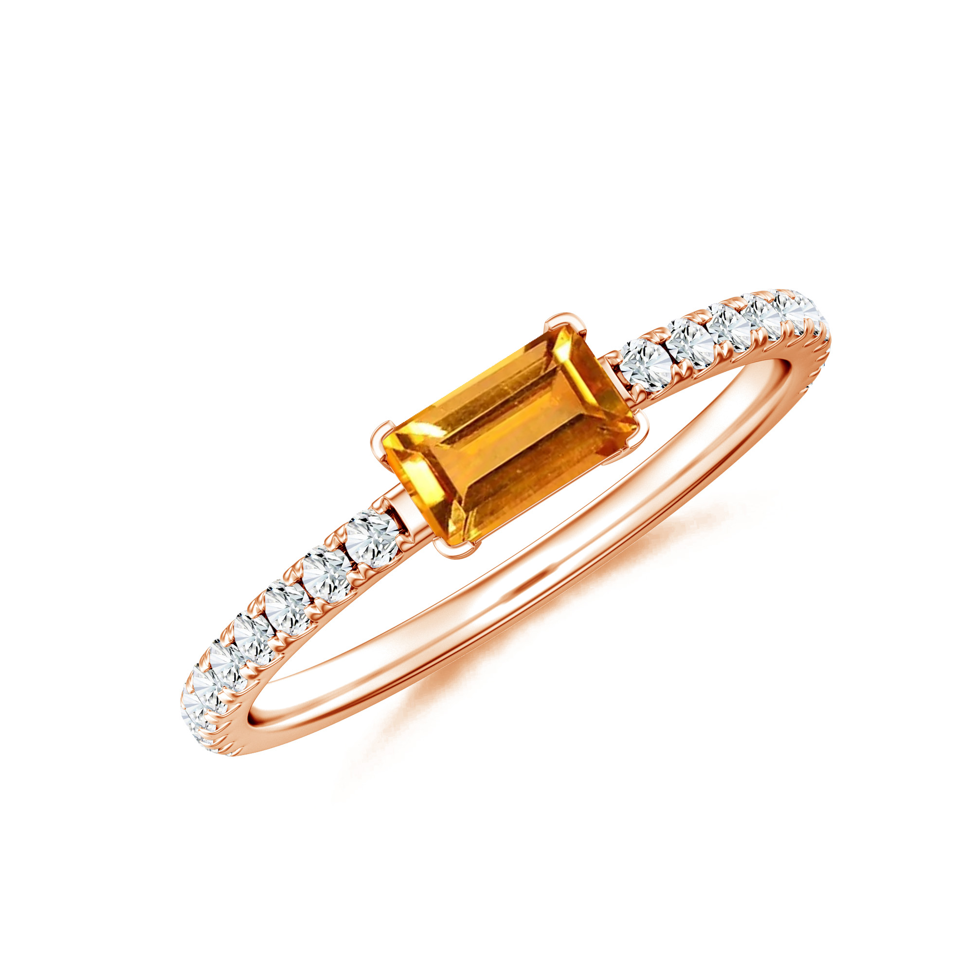 Inel LINEA din aur roz de 18k cu citrin si diamante