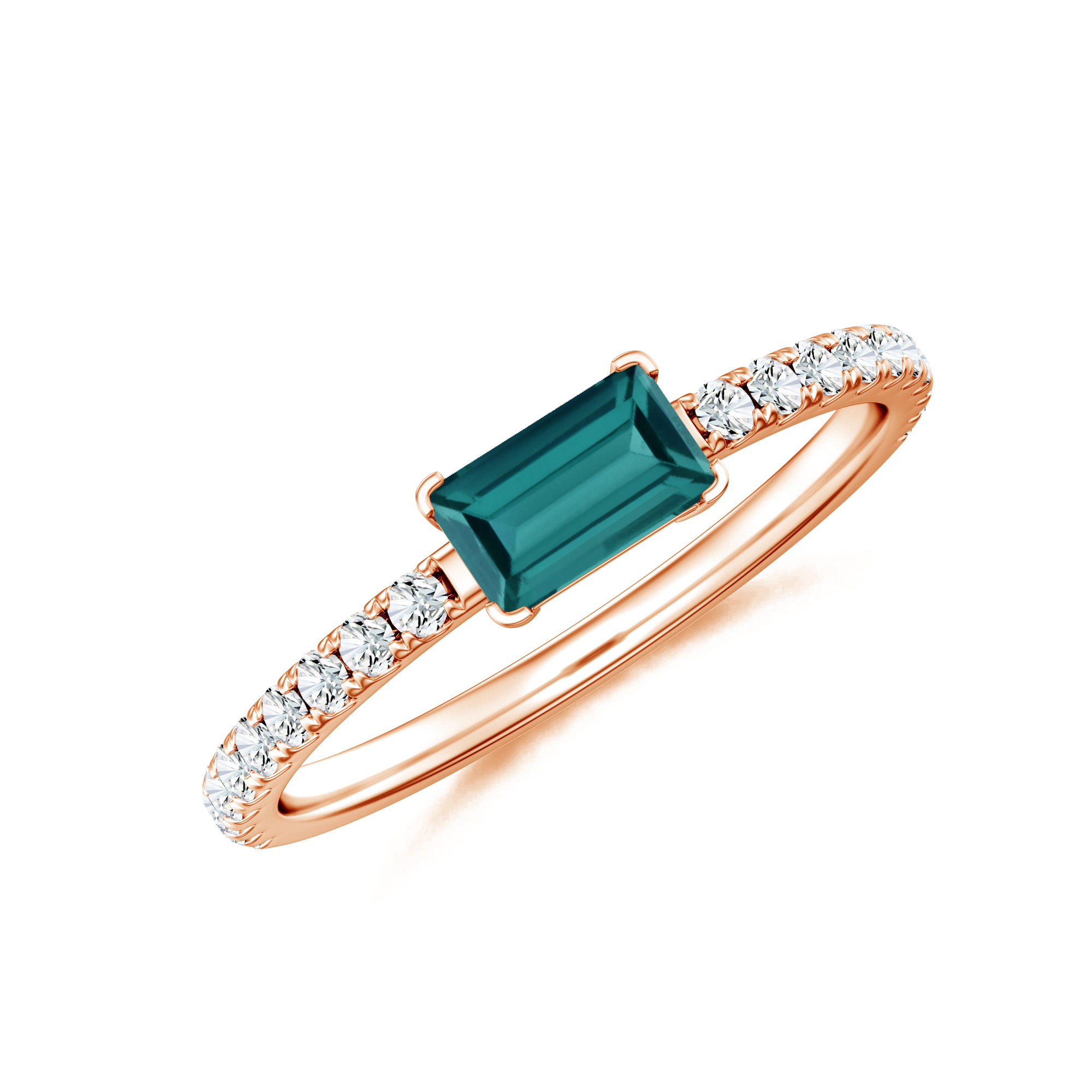 Inel LINEA din aur roz de 18k cu turmalina si diamante