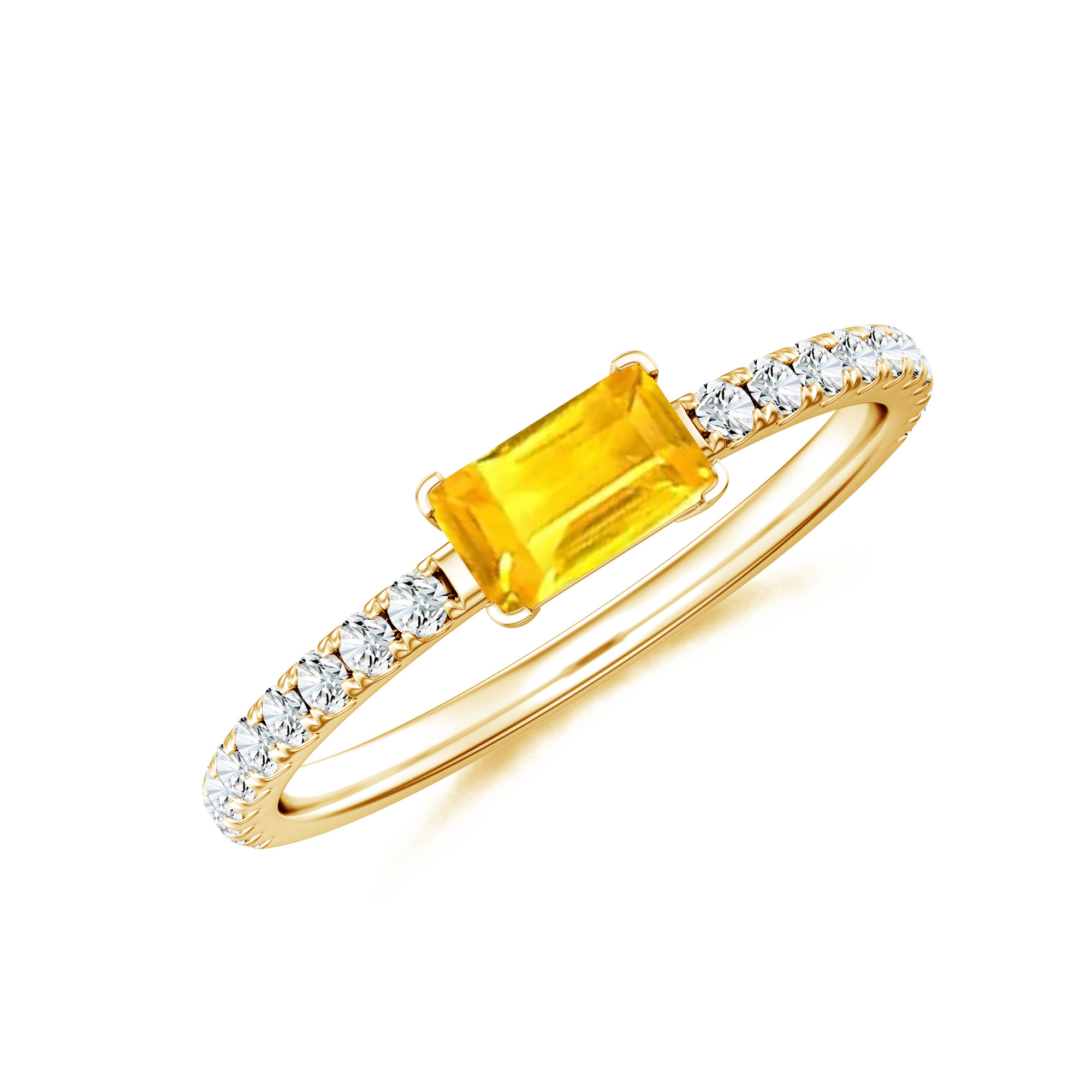 Inel LINEA din aur galben de 18k cu safir galben si diamante