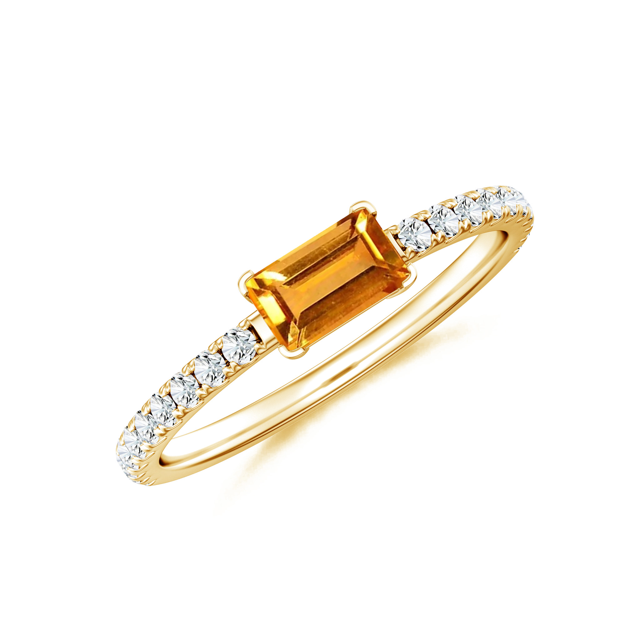 Inel LINEA din aur galben de 18k cu citrin si diamante