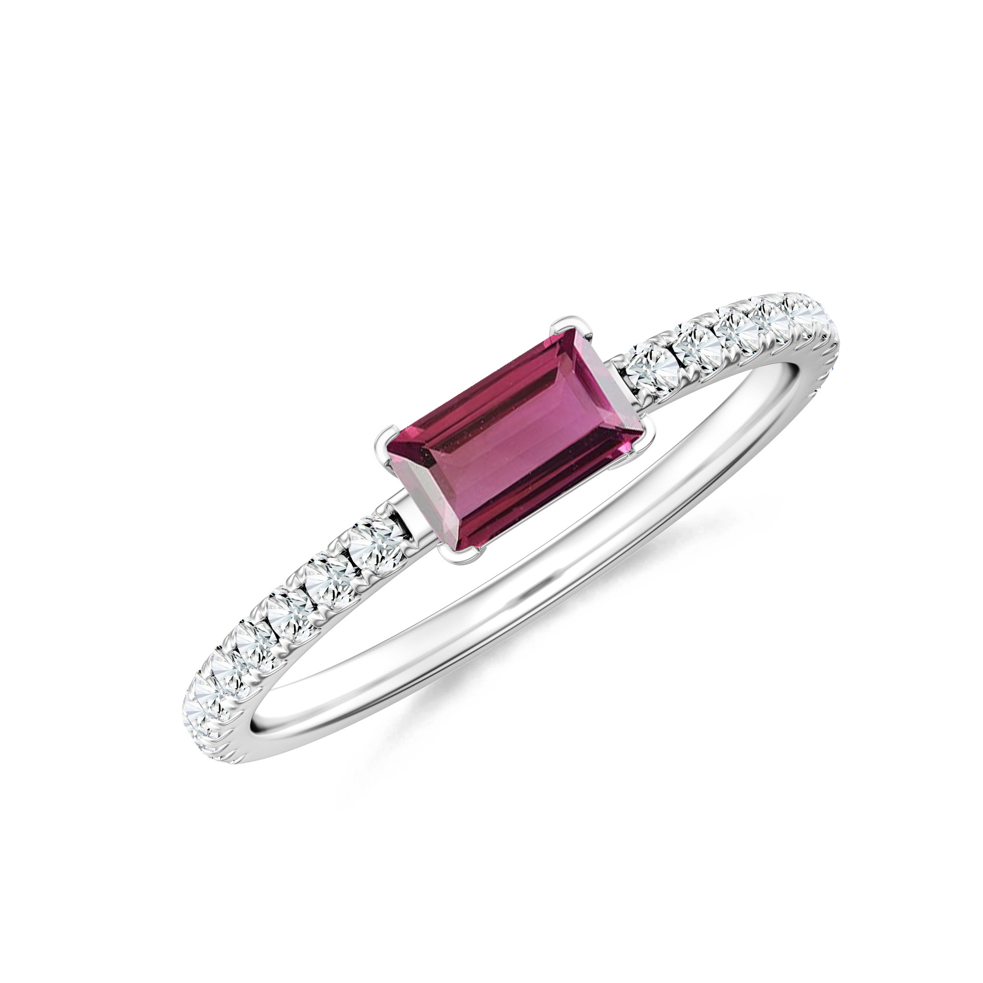 Inel LINEA din aur alb de 18k cu turmalina si diamante