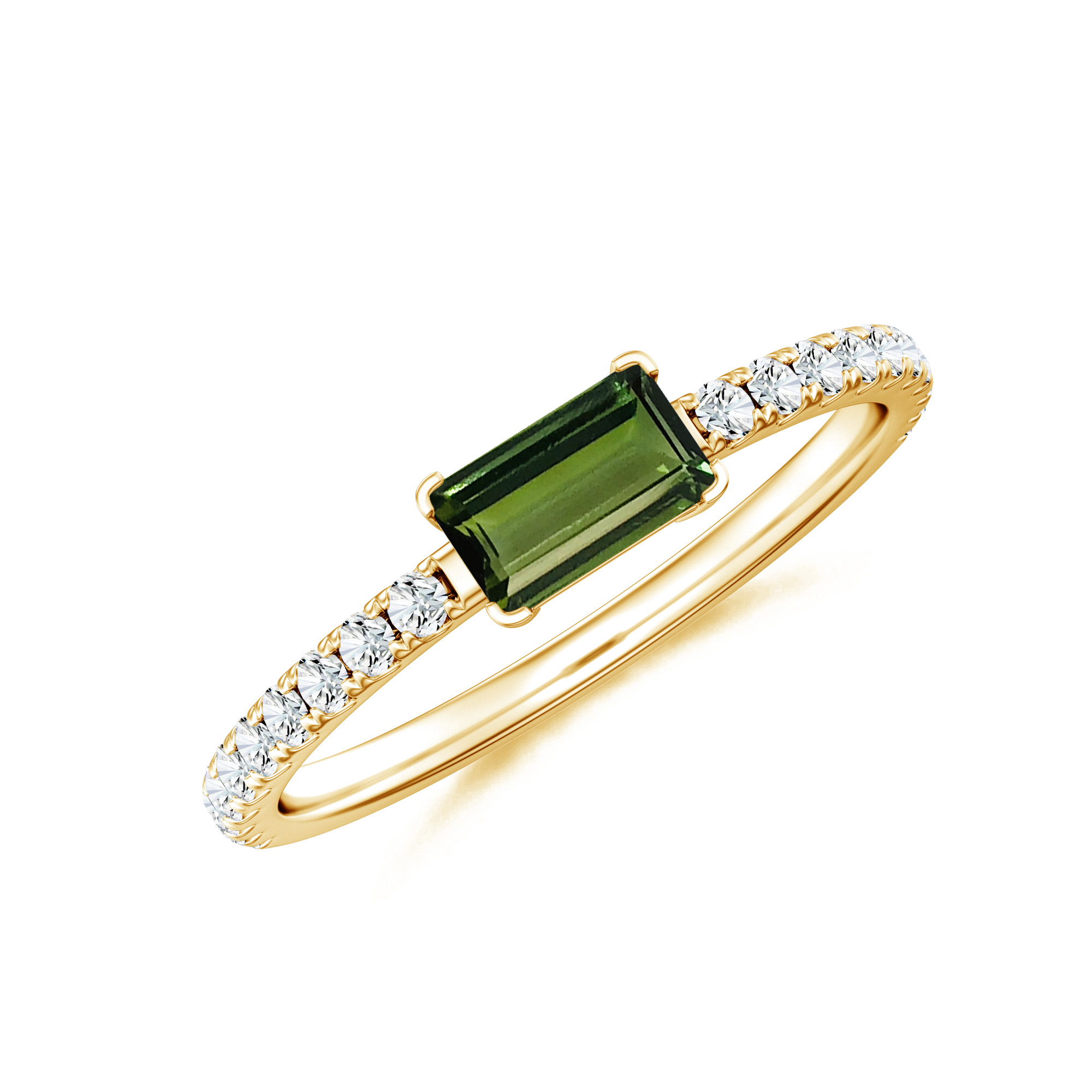 Inel LINEA din aur galben de 18k cu safir si diamante