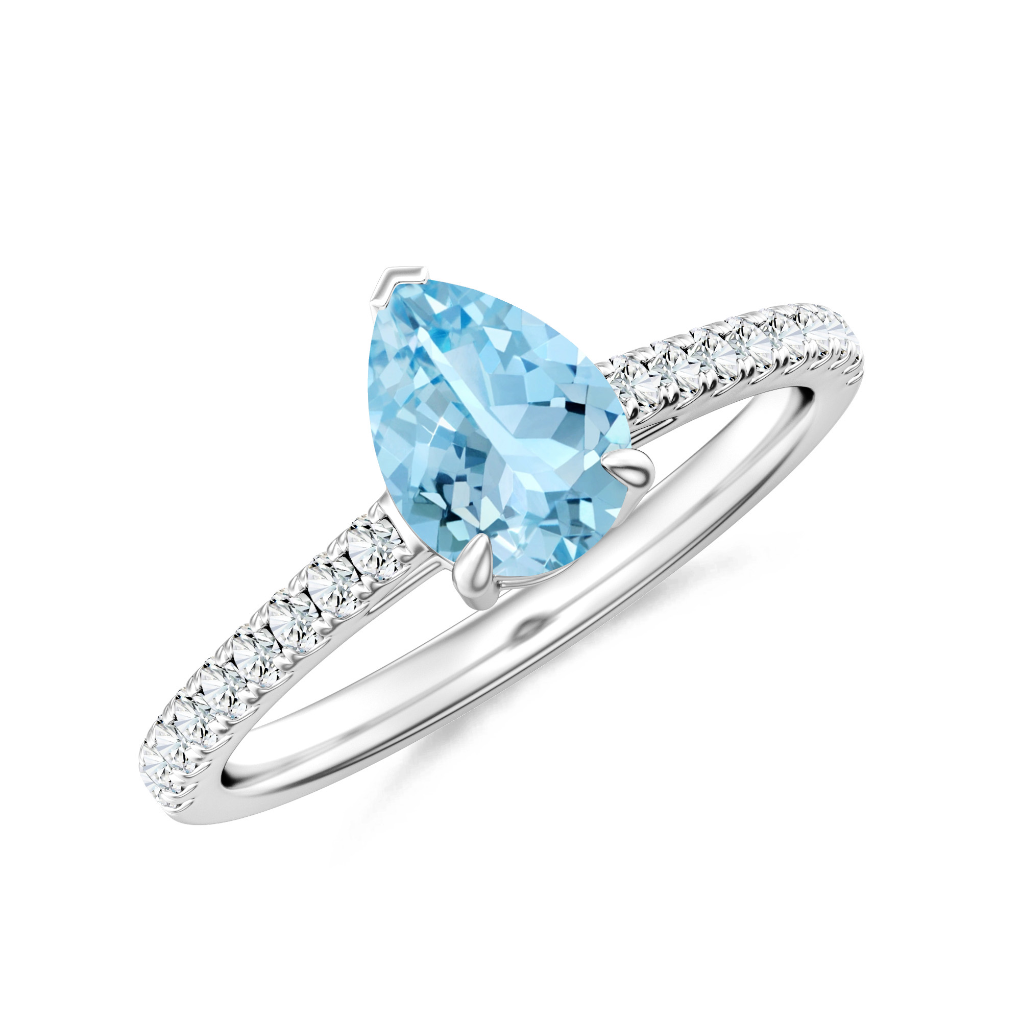Inel LINEA din aur alb de 18k cu acvamarin si diamante