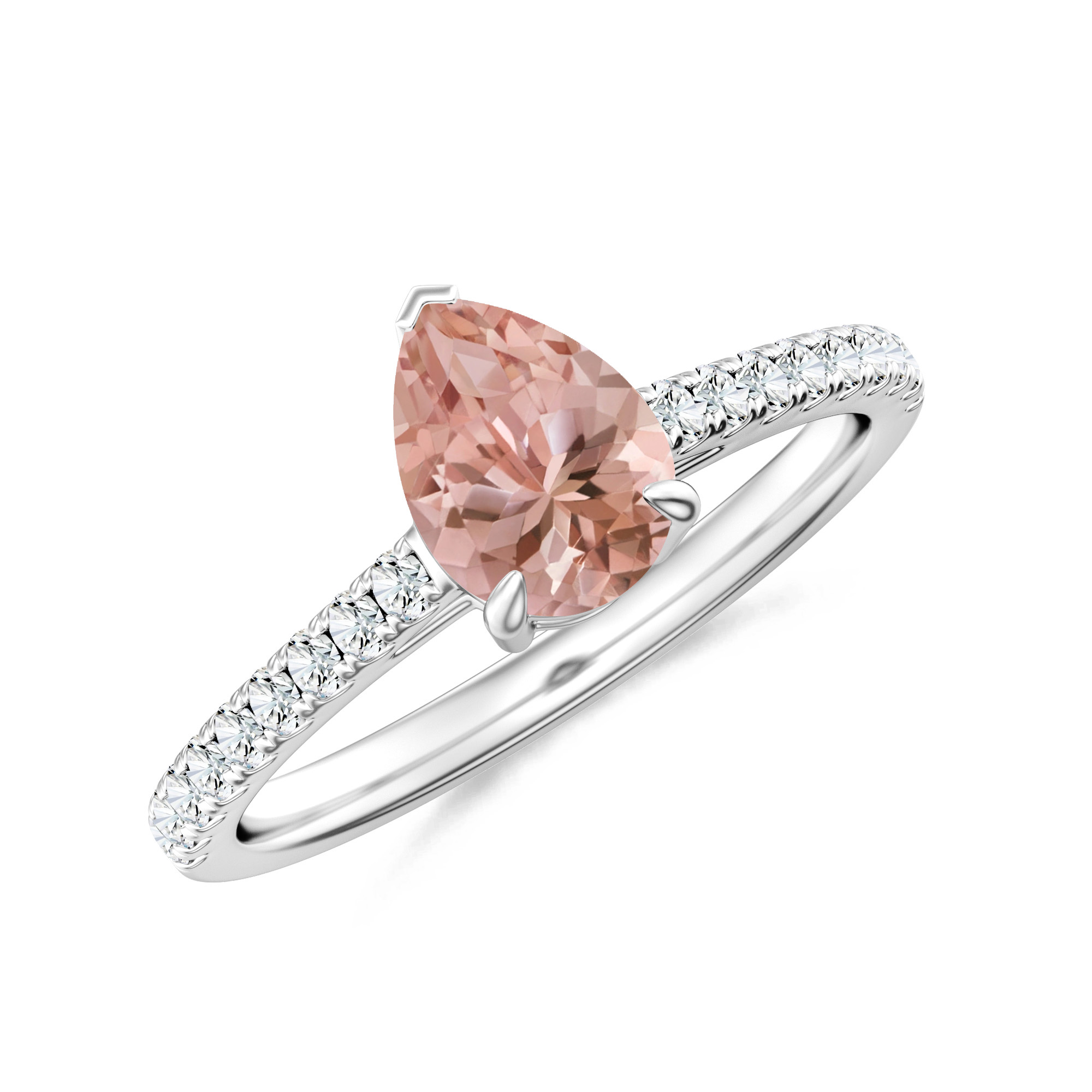 Inel LINEA din aur alb de 18k cu morganit si diamante