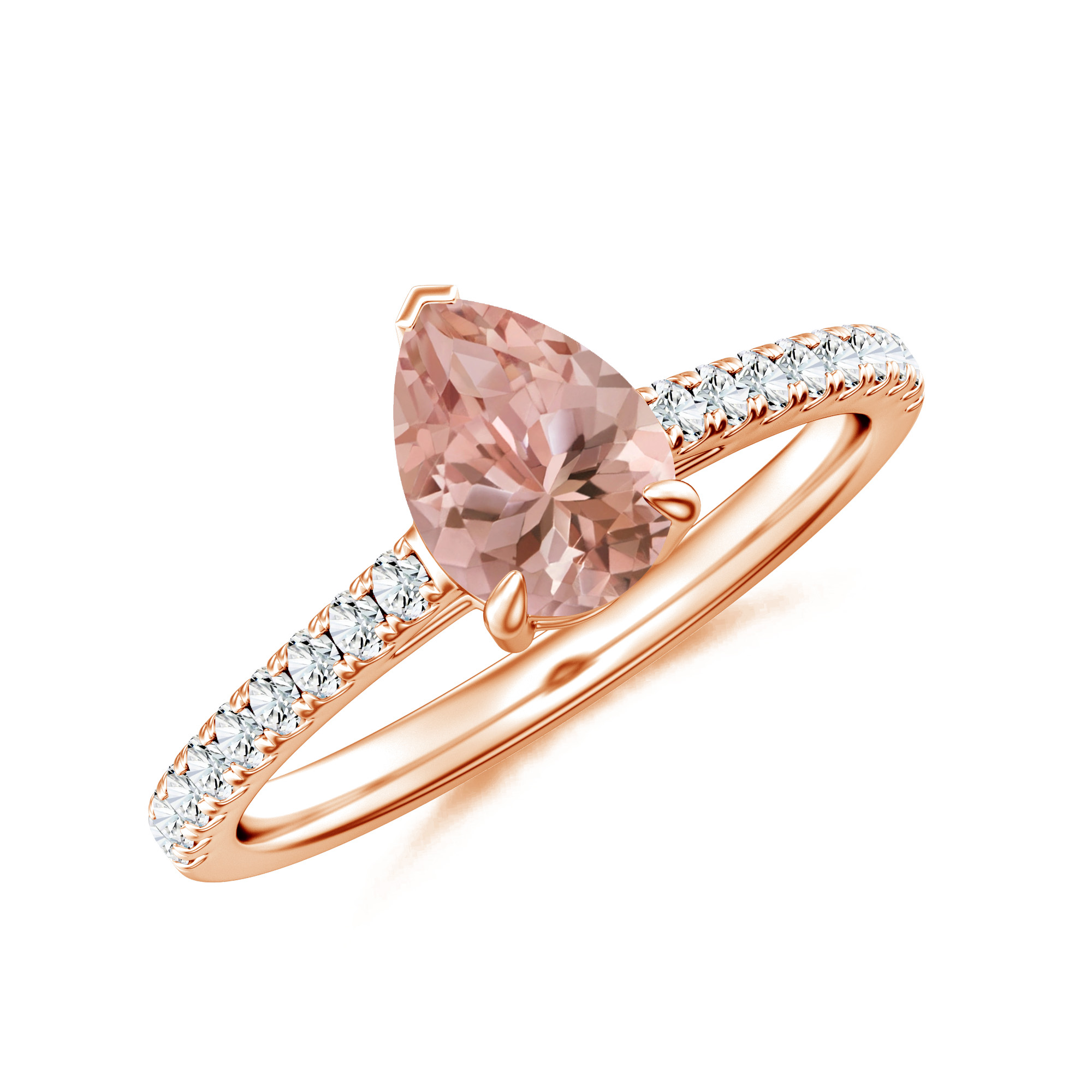 Inel LINEA din aur roz de 18k cu morganit si diamante