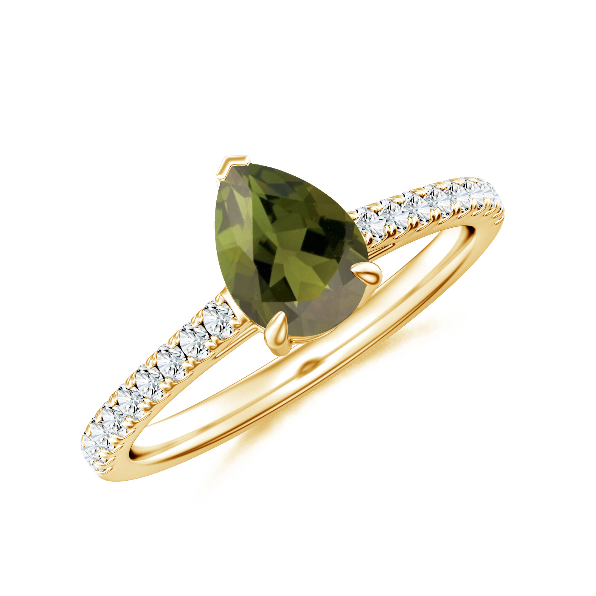 Inel LINEA din aur galben de 18k cu turmalina si diamante