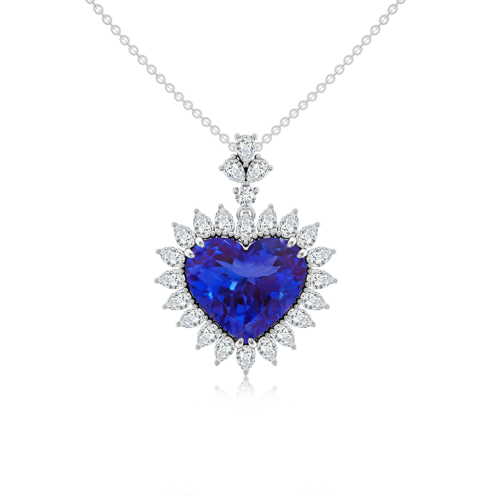 Colier GALA din aur alb de 18k cu tanzanit (11.69 ct.) si diamante (3.82 ct.)