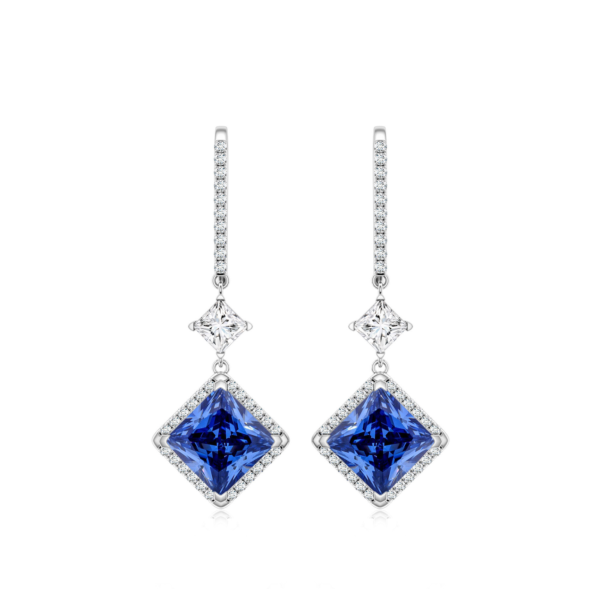 Cercei TIMELESS din aur alb de 18k cu tanzanit si diamante
