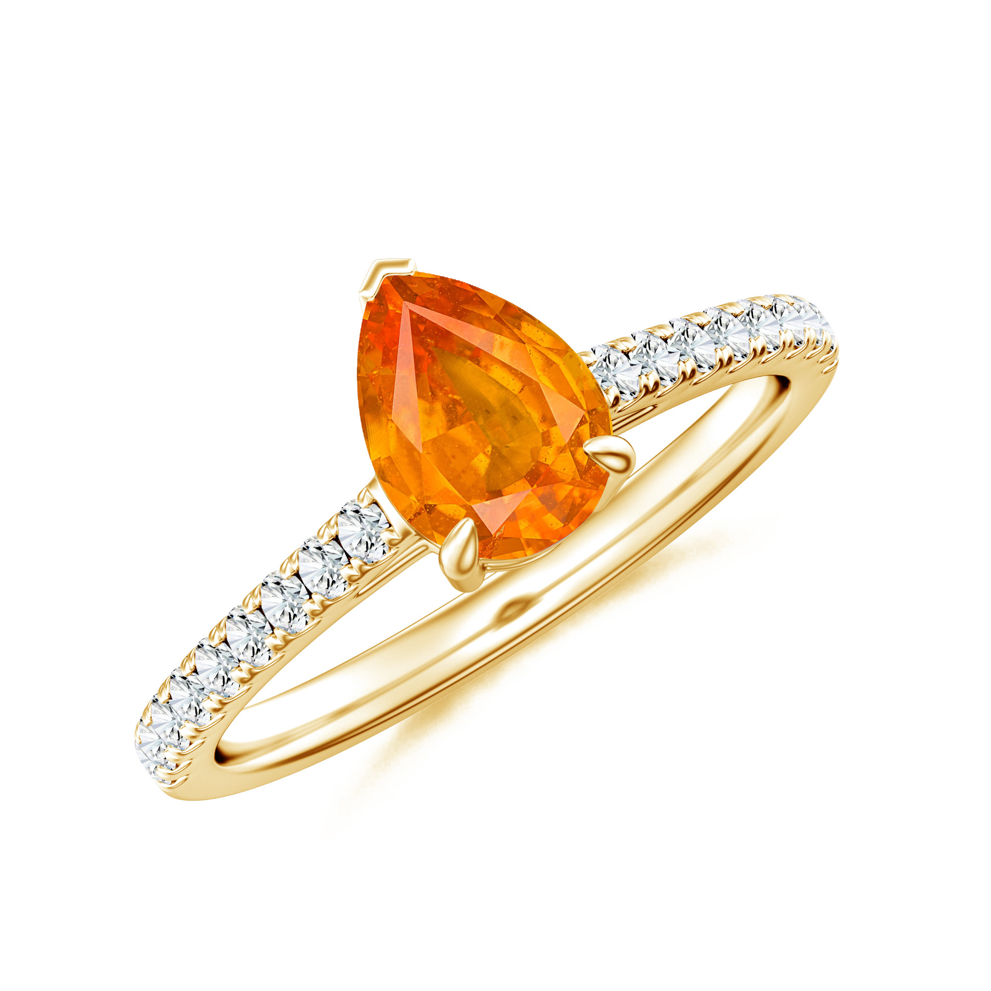 Inel LINEA din aur galben de 18k cu granat spesartin si diamante