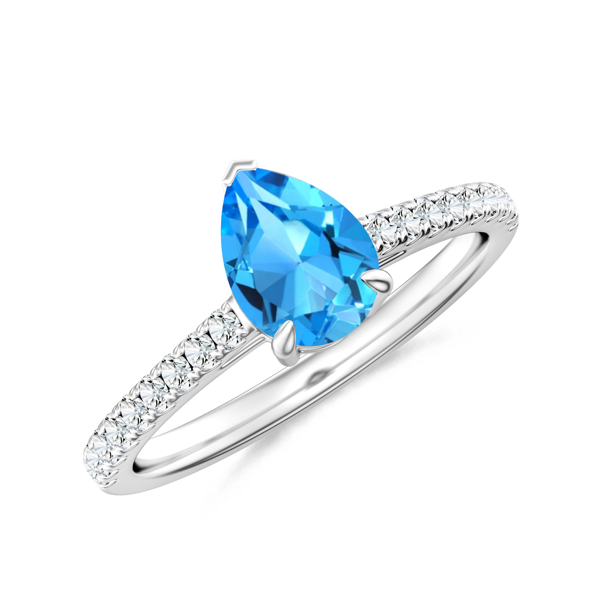 Inel LINEA din aur alb de 18k cu topaz swiss si diamante