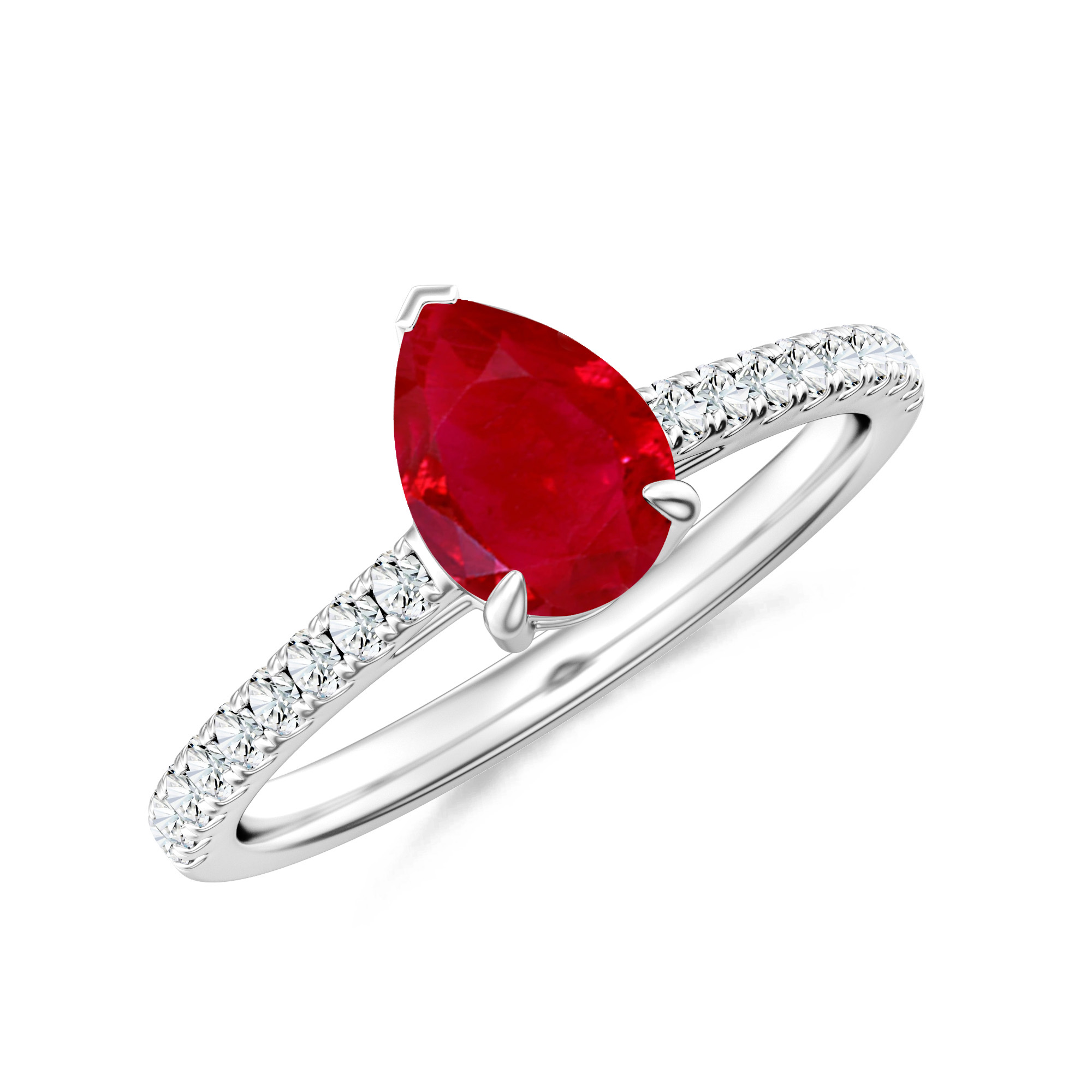 Inel TIMELESS din aur alb de 18k cu rubin si diamante