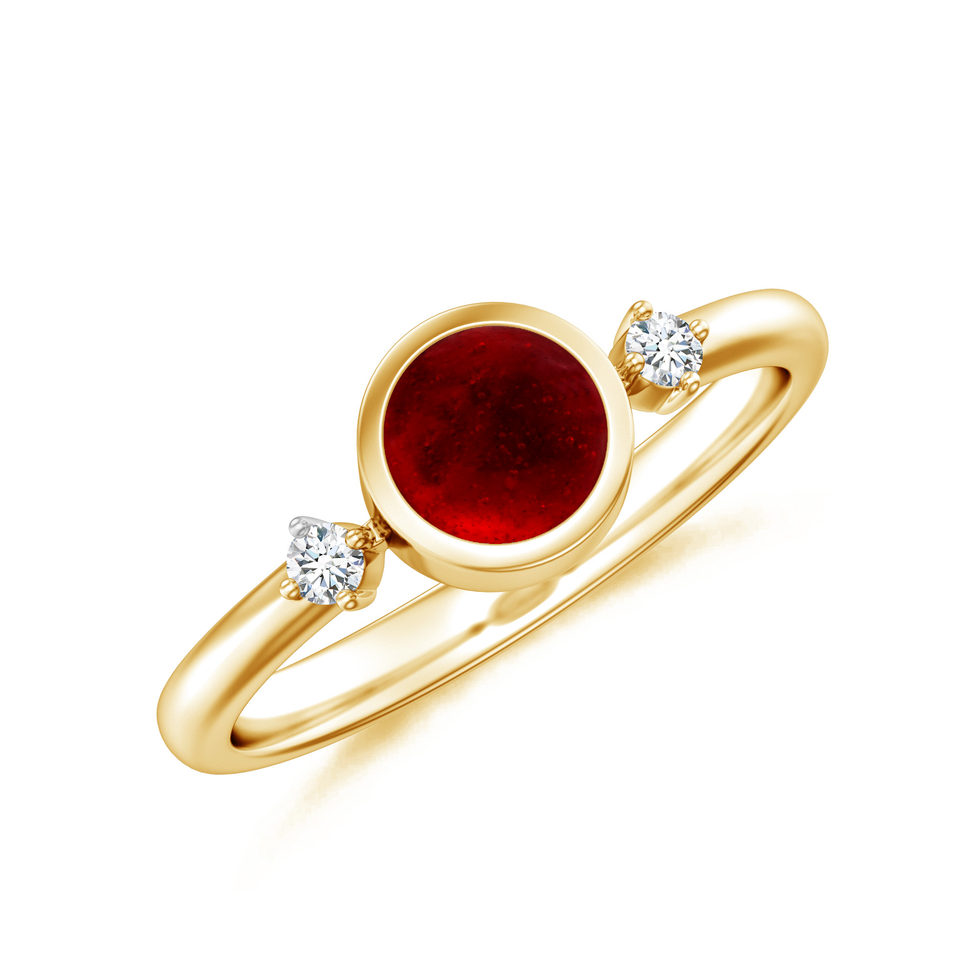 Inel TIRLI din aur galben de 18k cu granat si diamante