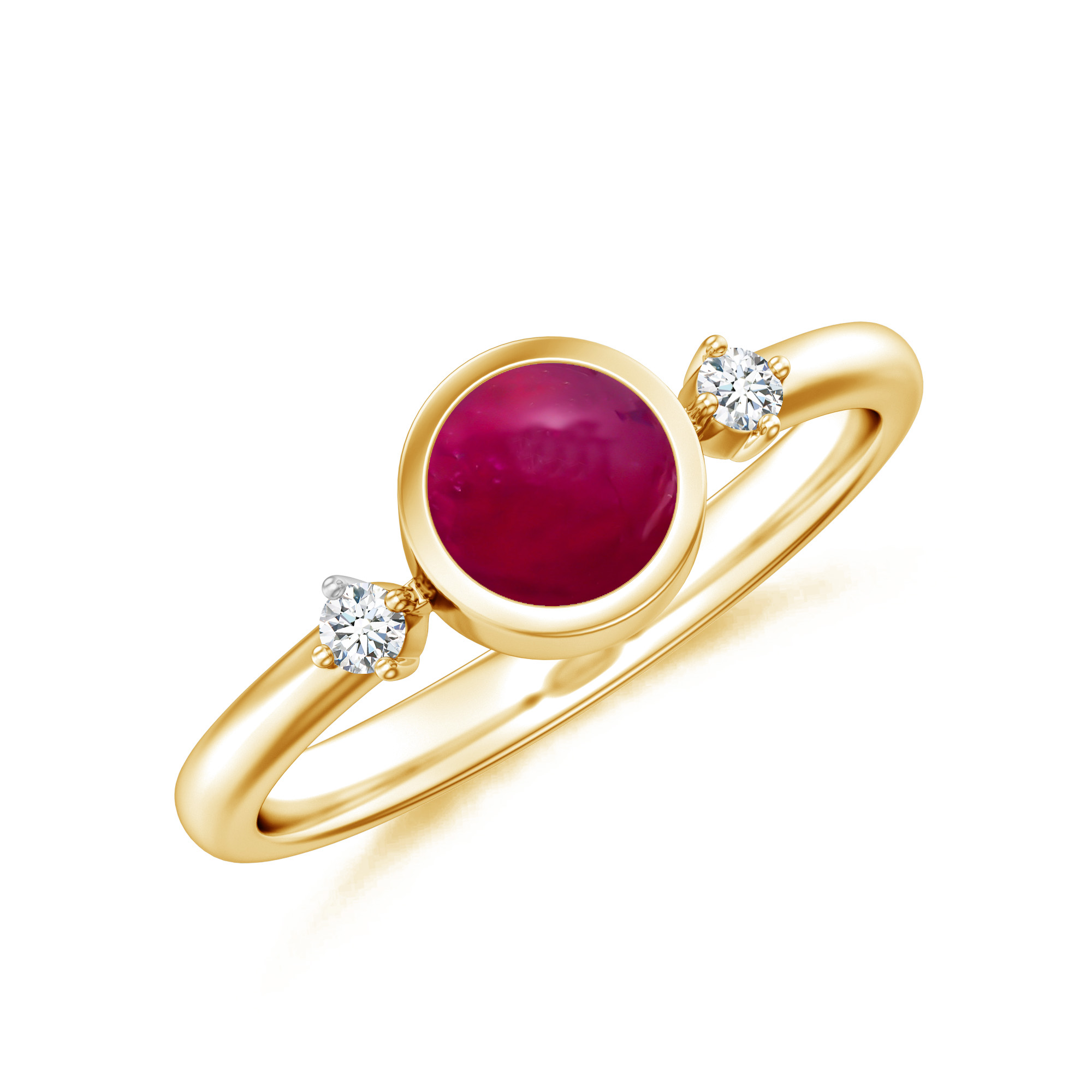 Inel TIRLI din aur galben de 18k cu rubin si diamante