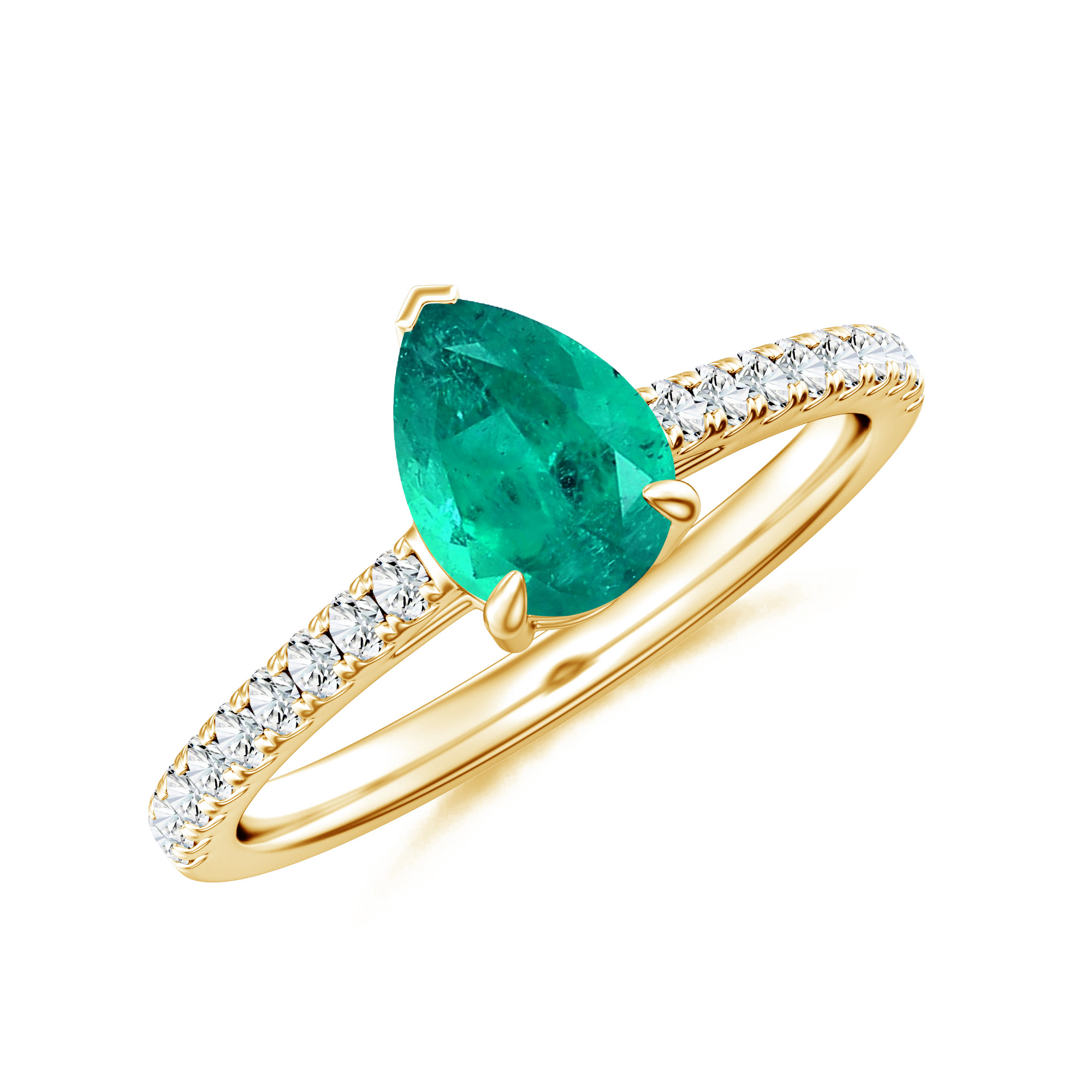 Inel aur galben 18k, smarald si diamante