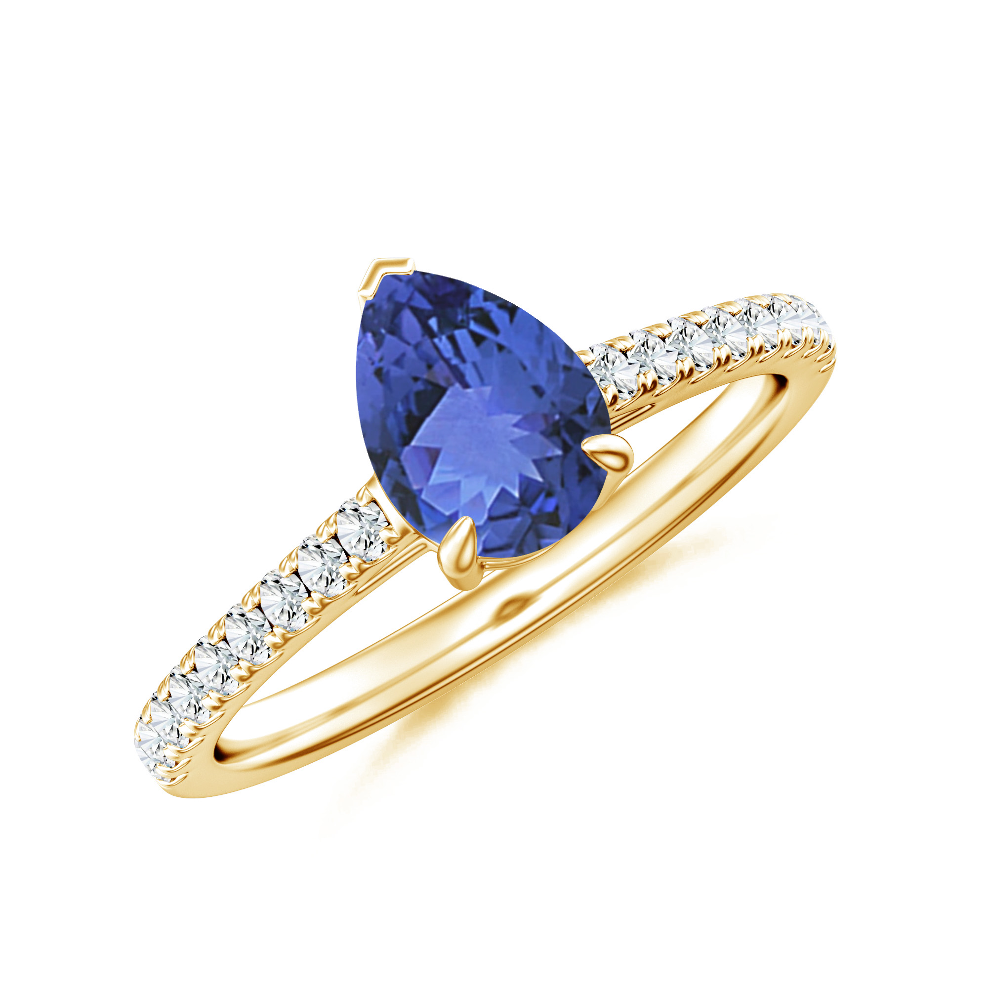 Inel LINEA din aur galben de 18k cu tanzanit si diamante