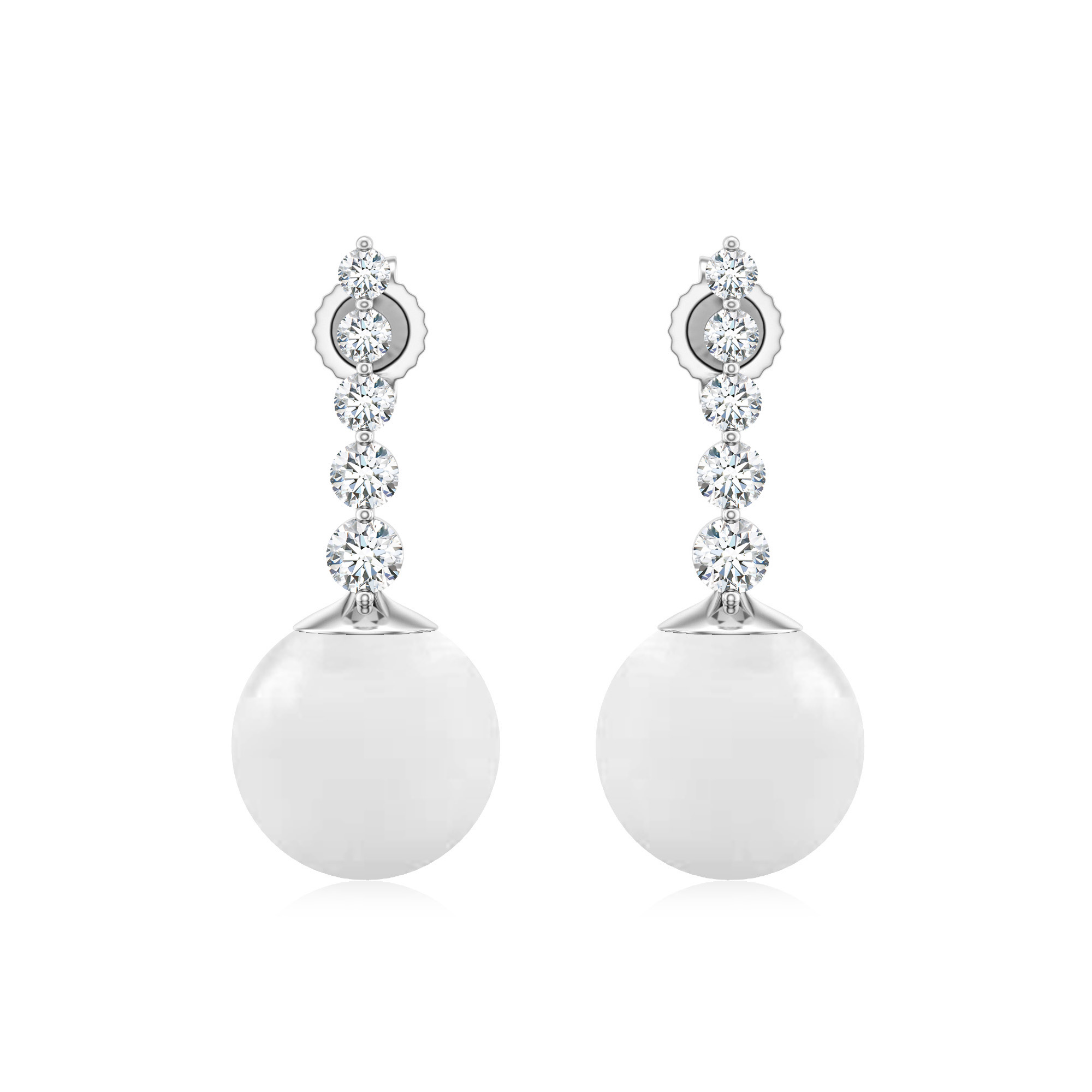 Cercei PERLA din aur alb de 18k cu perle si diamante