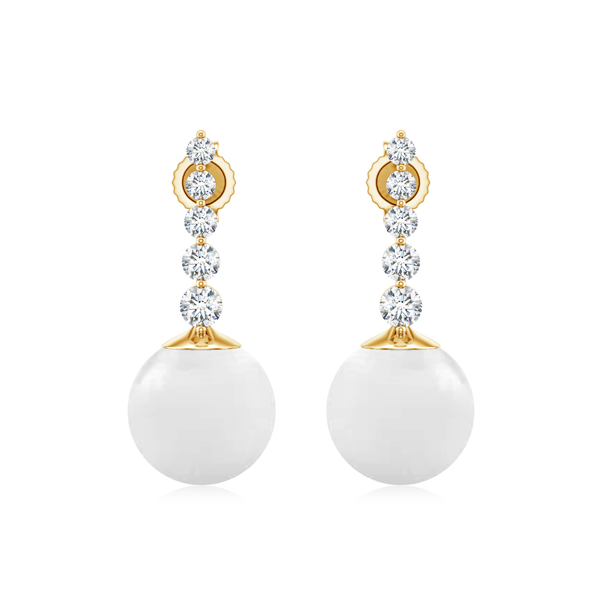 Cercei PERLA din aur galben de 18k cu perle si diamante