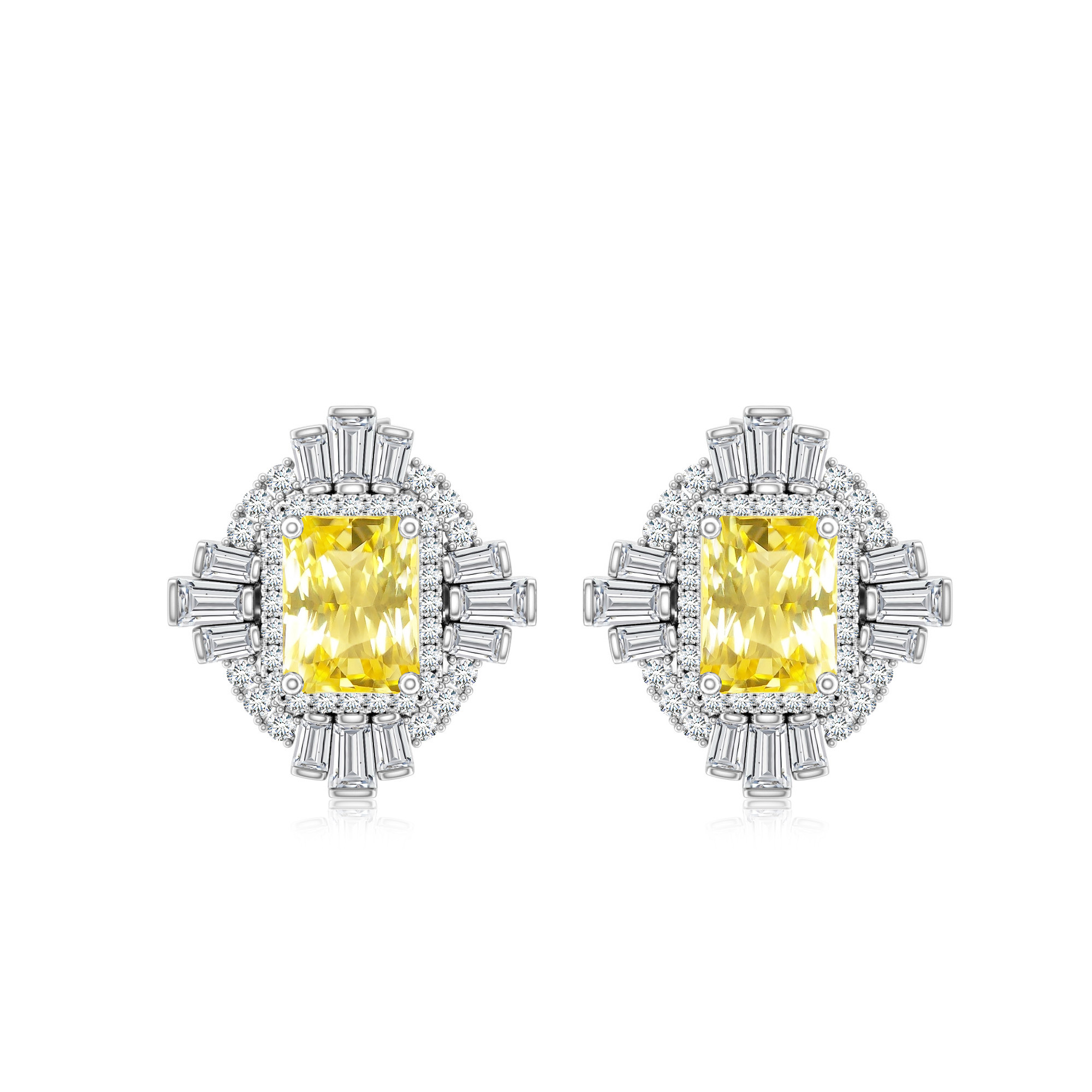 Cercei TIMELESS din aur alb de 18k cu safire galbene si diamante