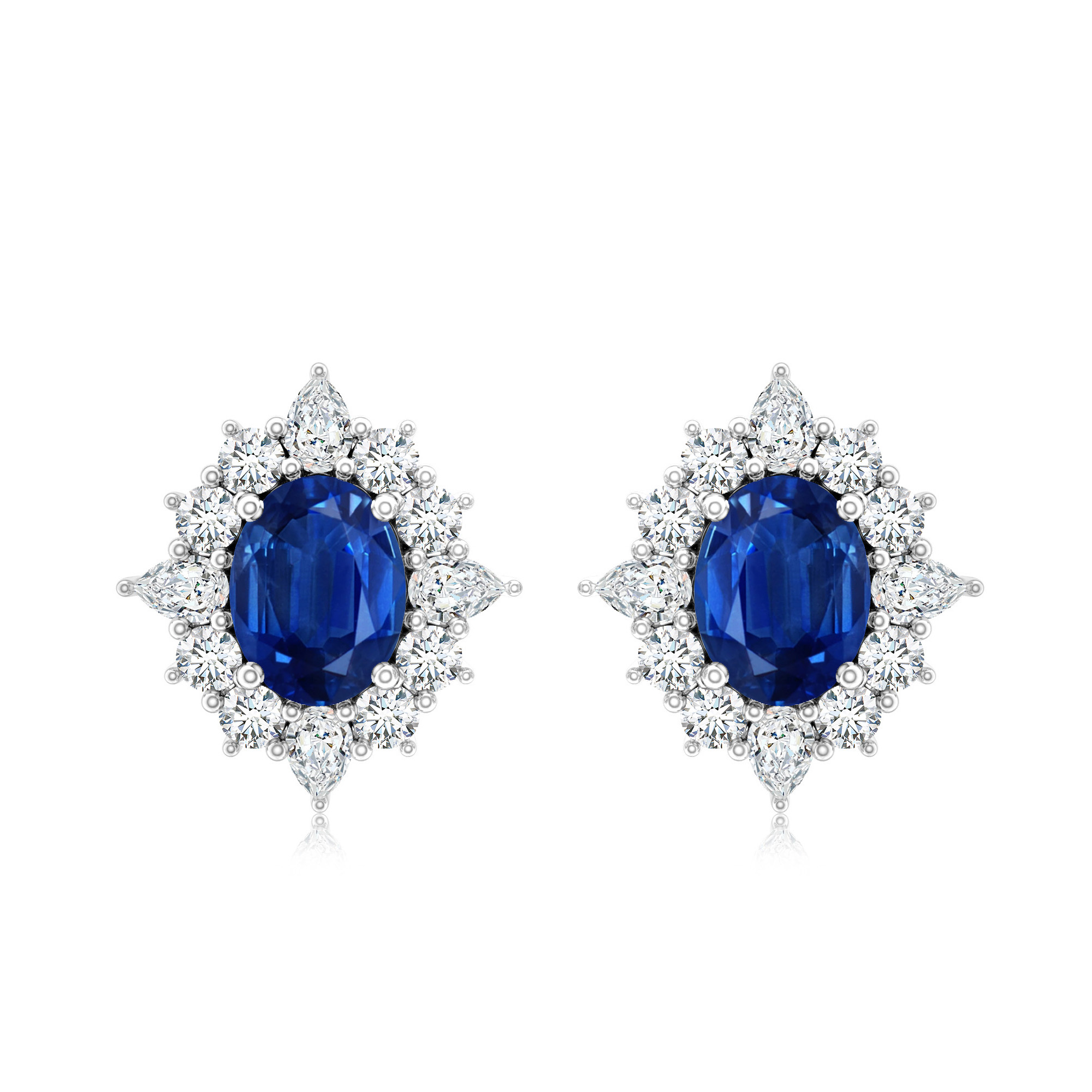 Cercei TIMELESS din aur alb de 18k cu safire albastre si diamante