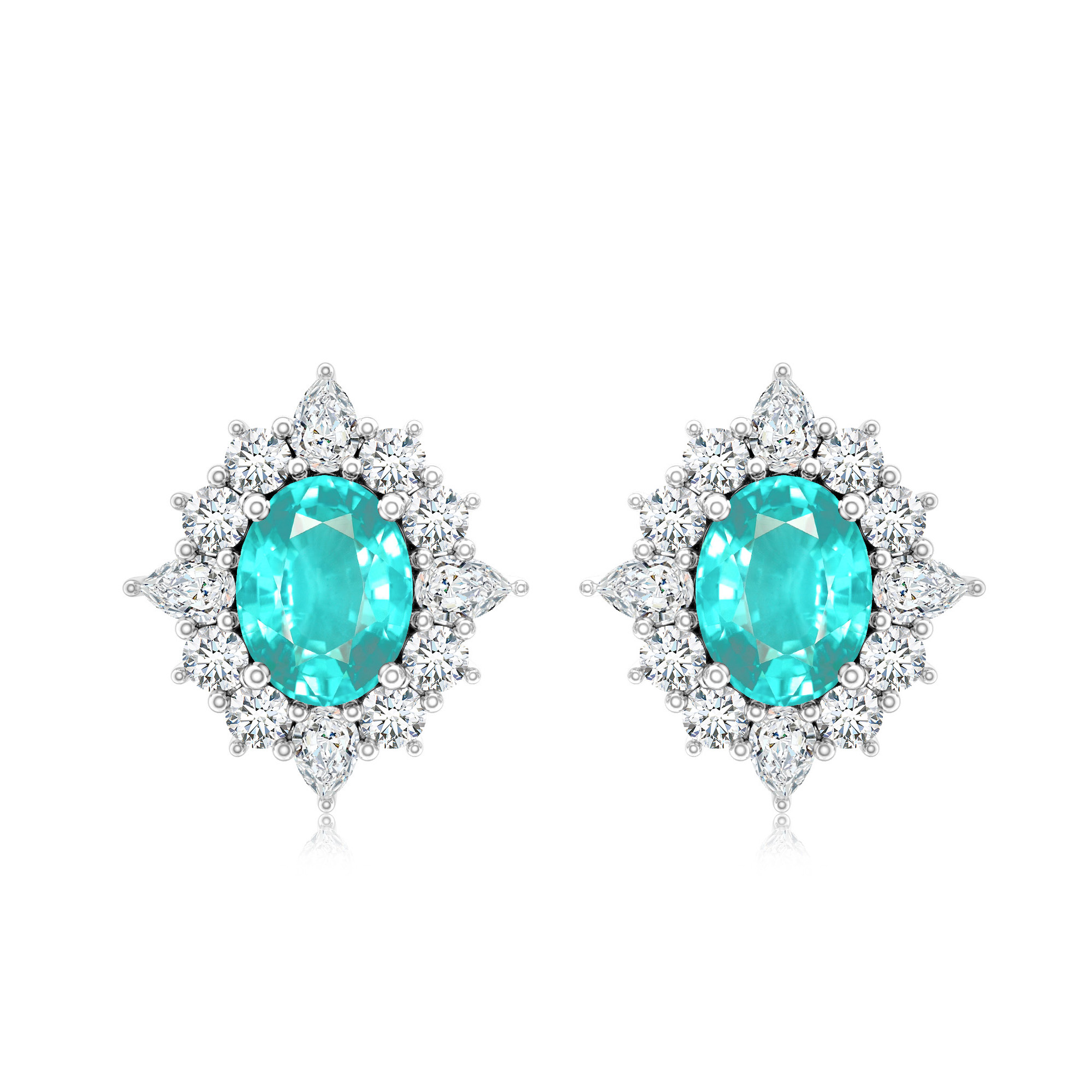 Cercei TIMELESS din aur alb de 18k cu apatit si diamante