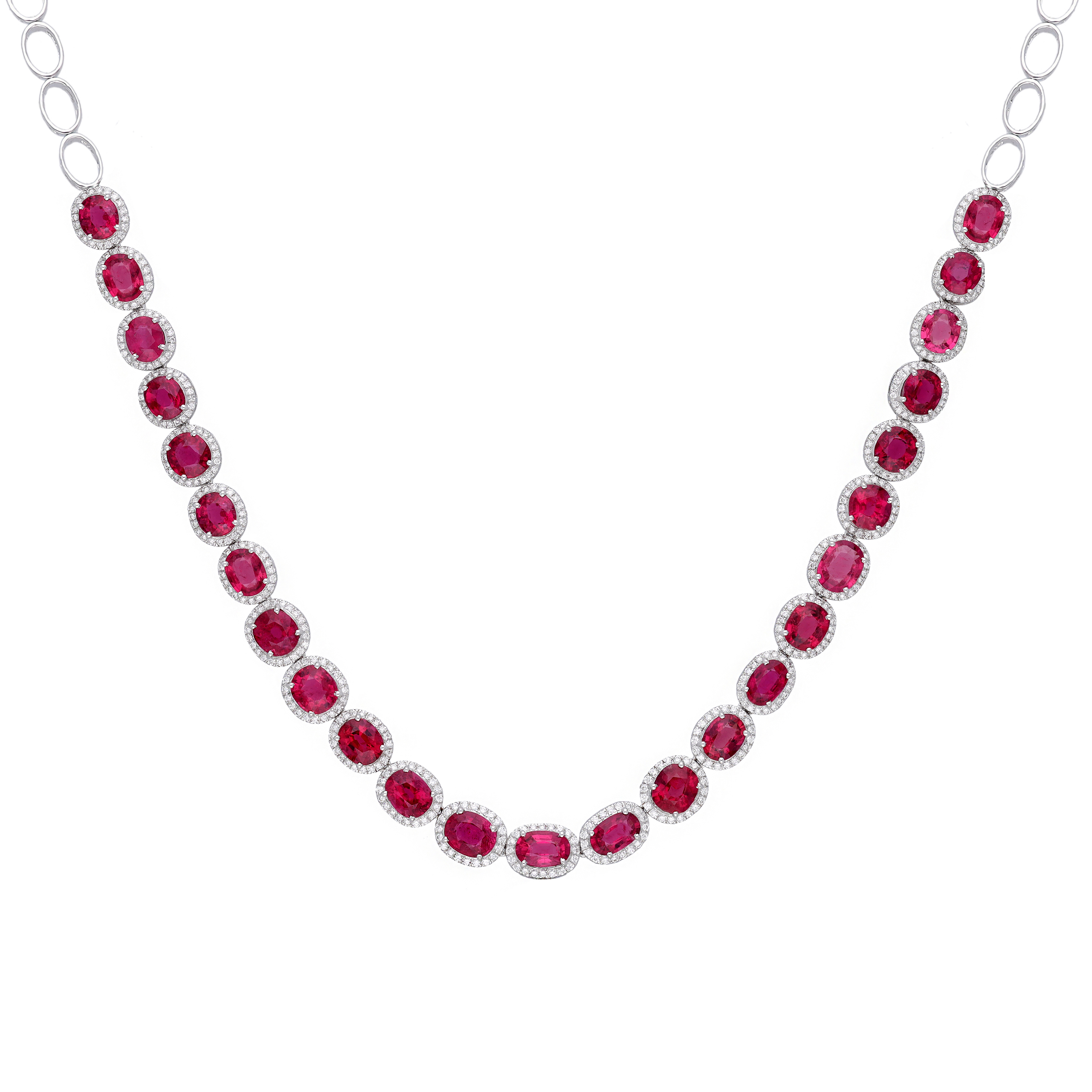 Colier GALA: aur alb 18k, rubelit (20.97 ct.), diamante (2.2 ct.)