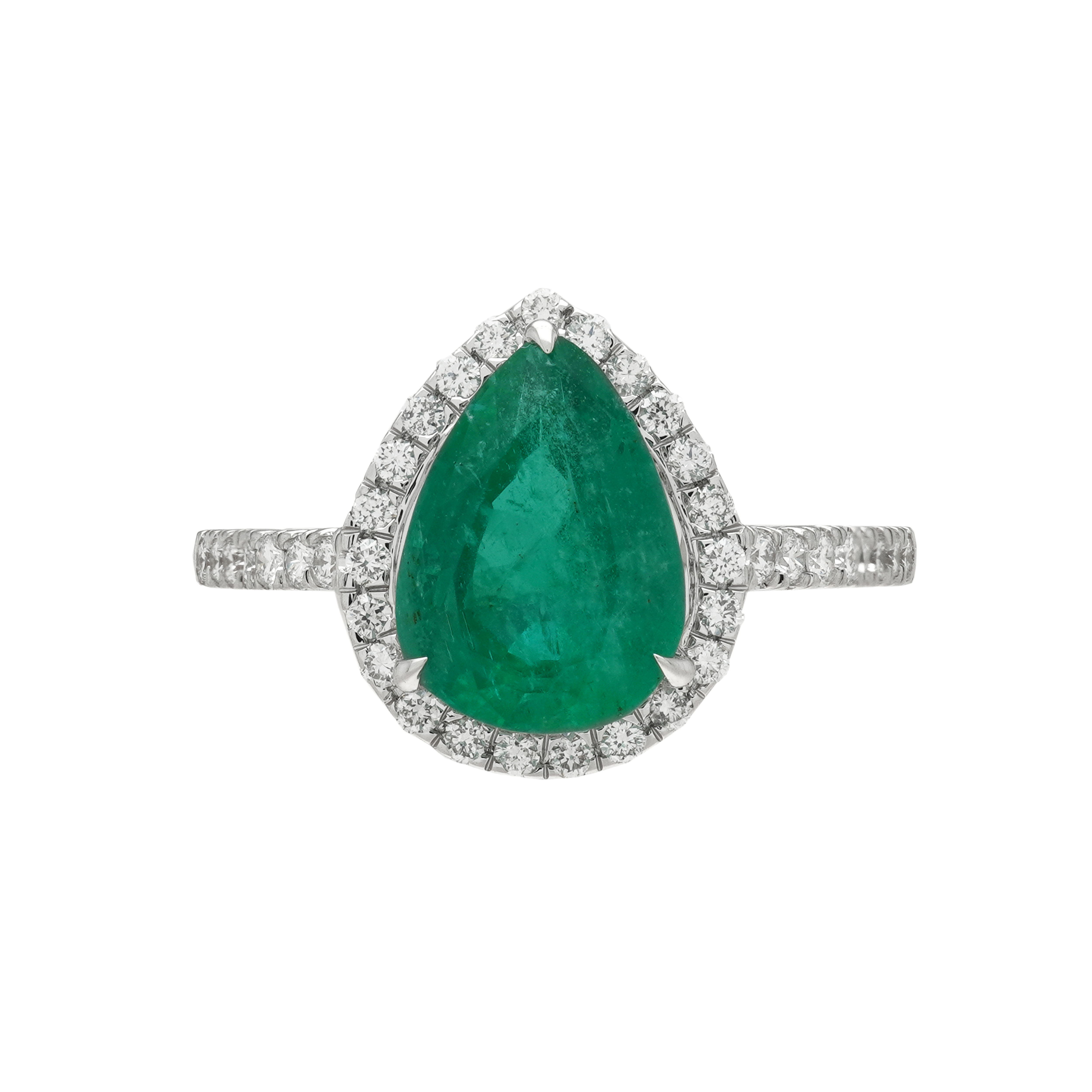Inel aur alb 18k: smarald (1.83 ct.), diamante (0.27 ct.)