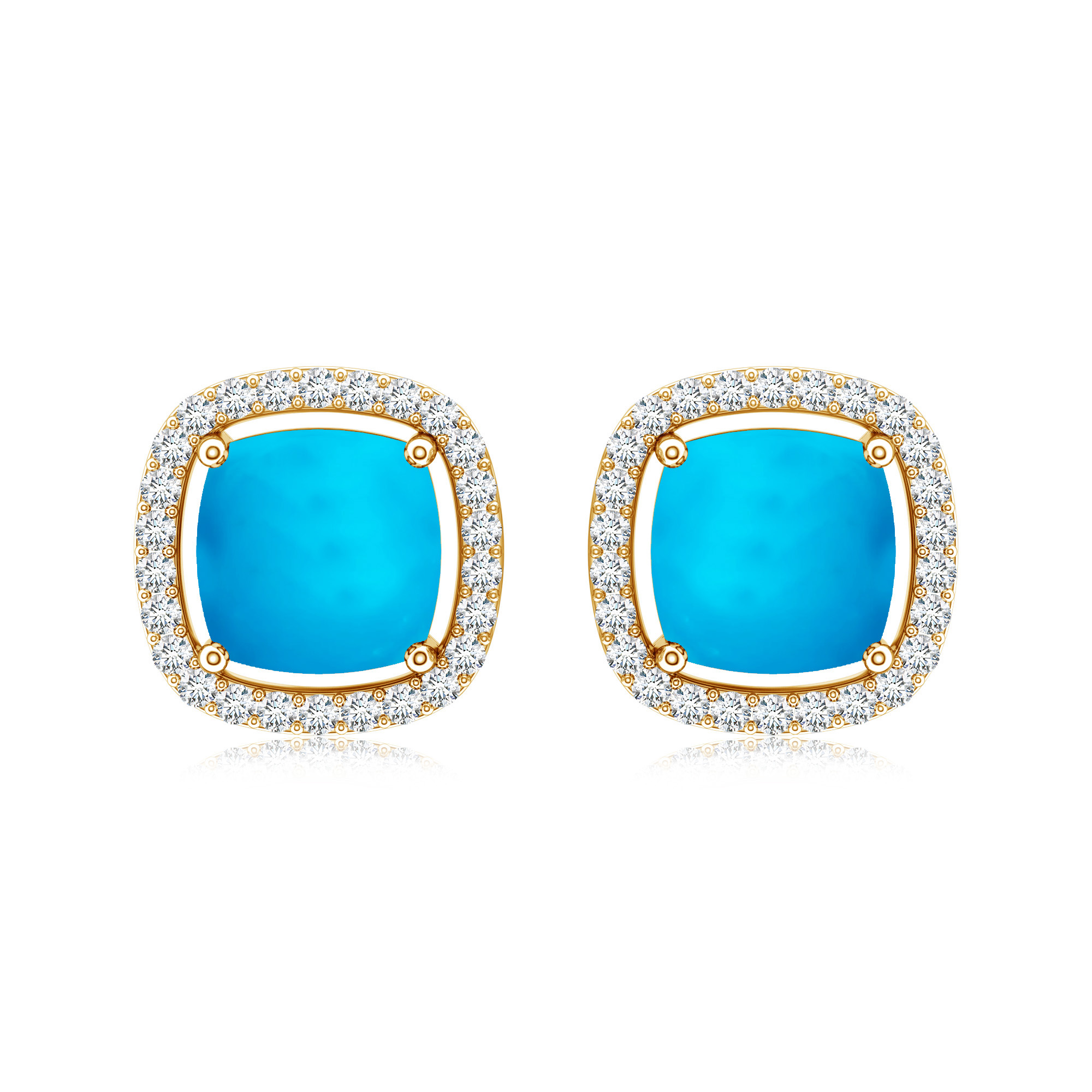 Cercei TIMELESS din aur galben de 18k cu turcoaz si diamante