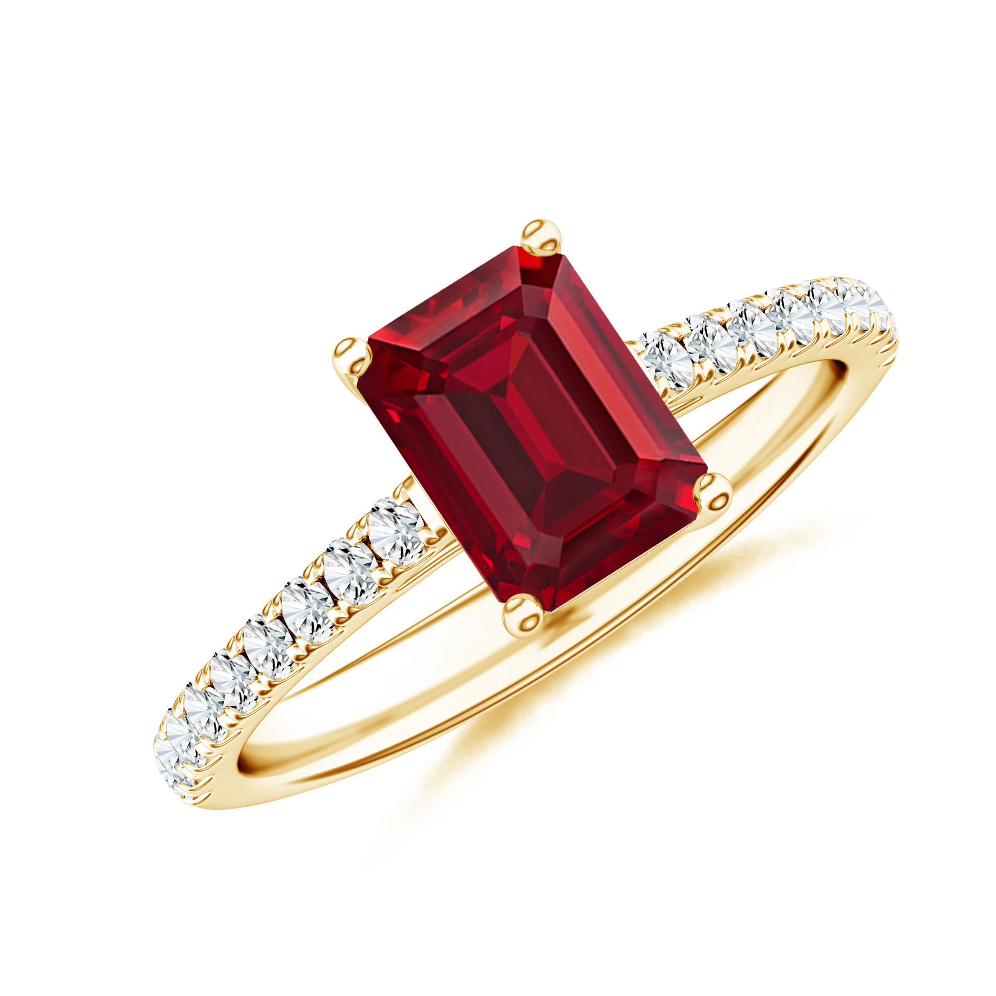 Inel TIMELESS din aur galben de 18k cu rubin si diamante