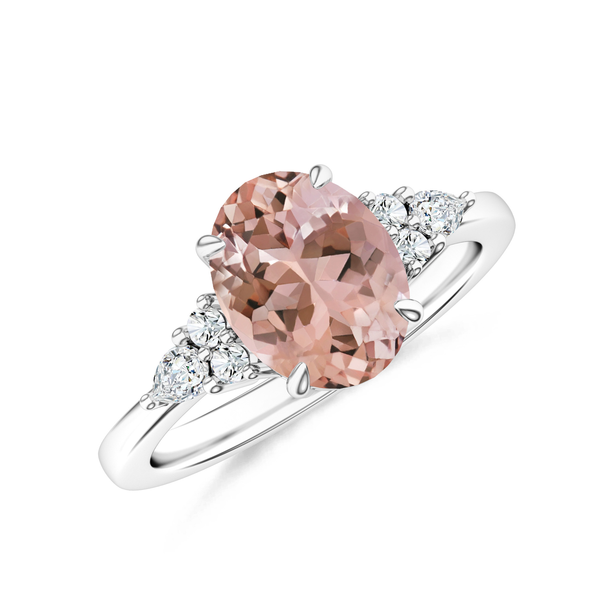 Inel TIMELESS din aur alb de 18k cu morganit si diamante