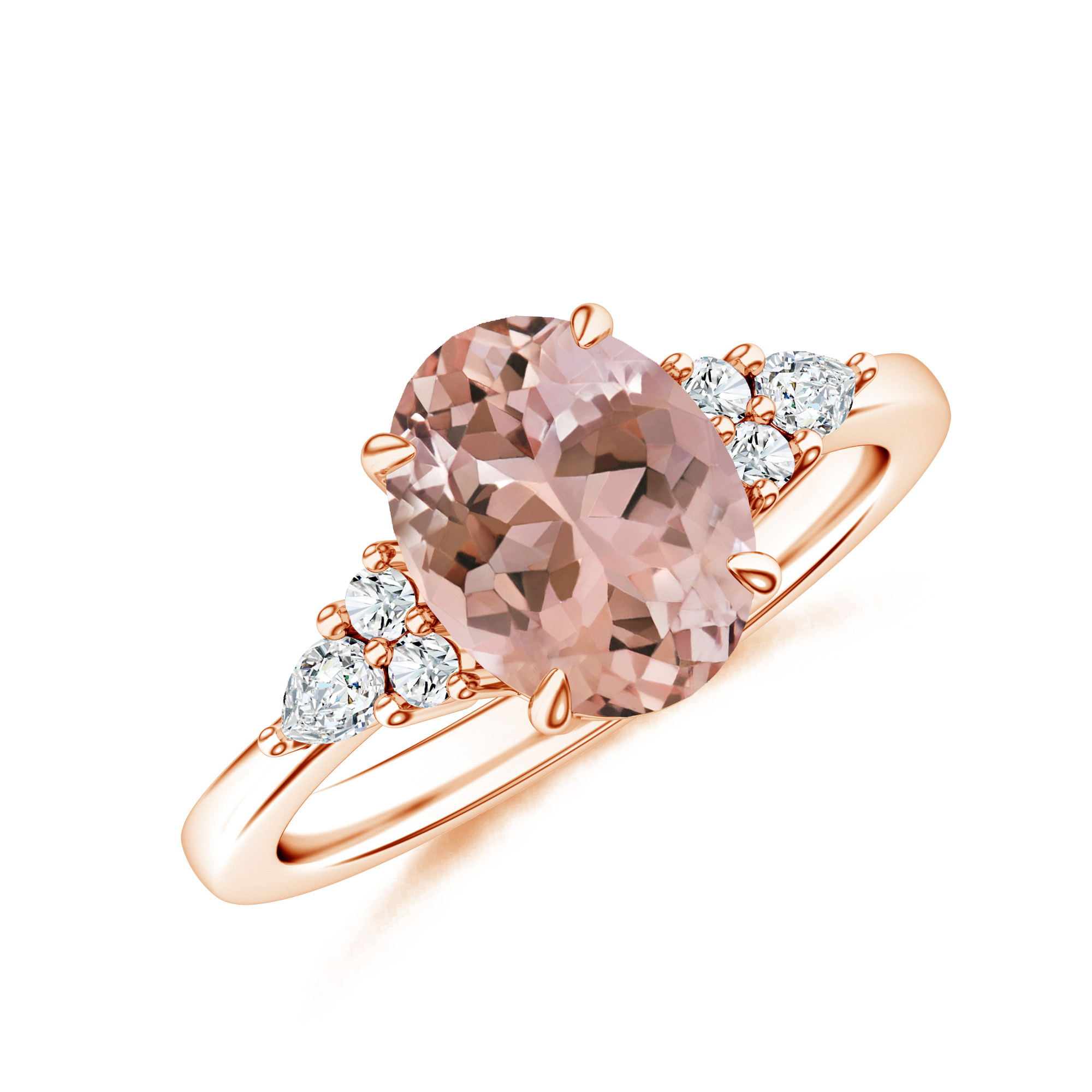 Inel TIMELESS din aur roz de 18k cu morganit si diamante
